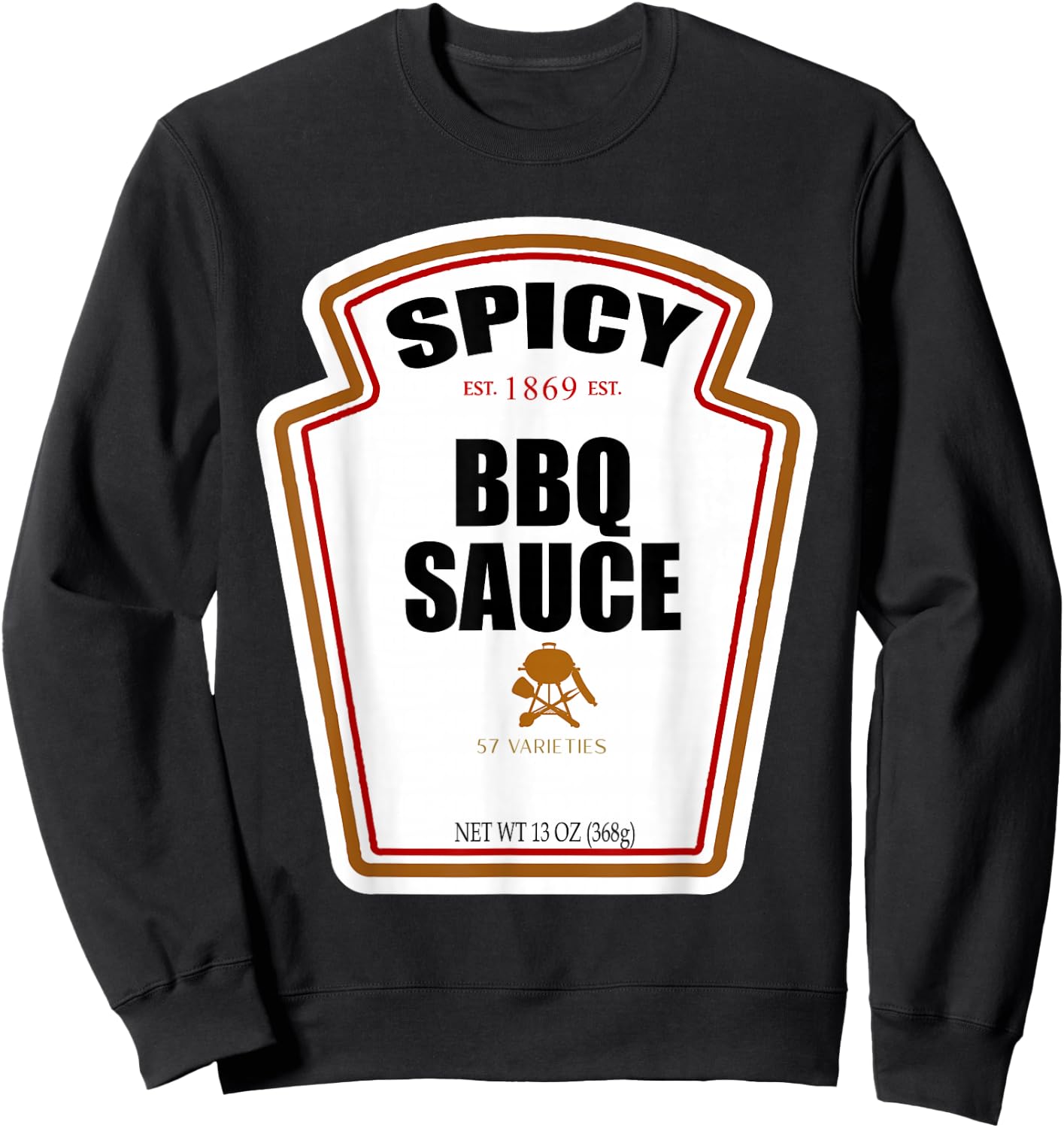 Halloween Matching Costume Spicy BBQ Sauce Bottle Label Sweatshirt - Sweatshirt | Black