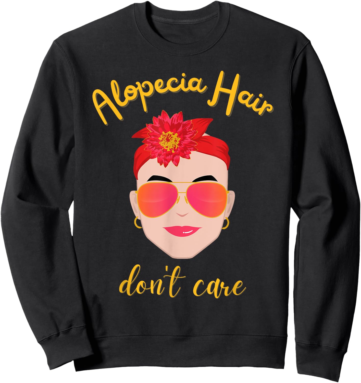 Alopecia shirts , ALOPECIA HAIR, DON'T CARE Sweatshirt - Sweatshirt | Black