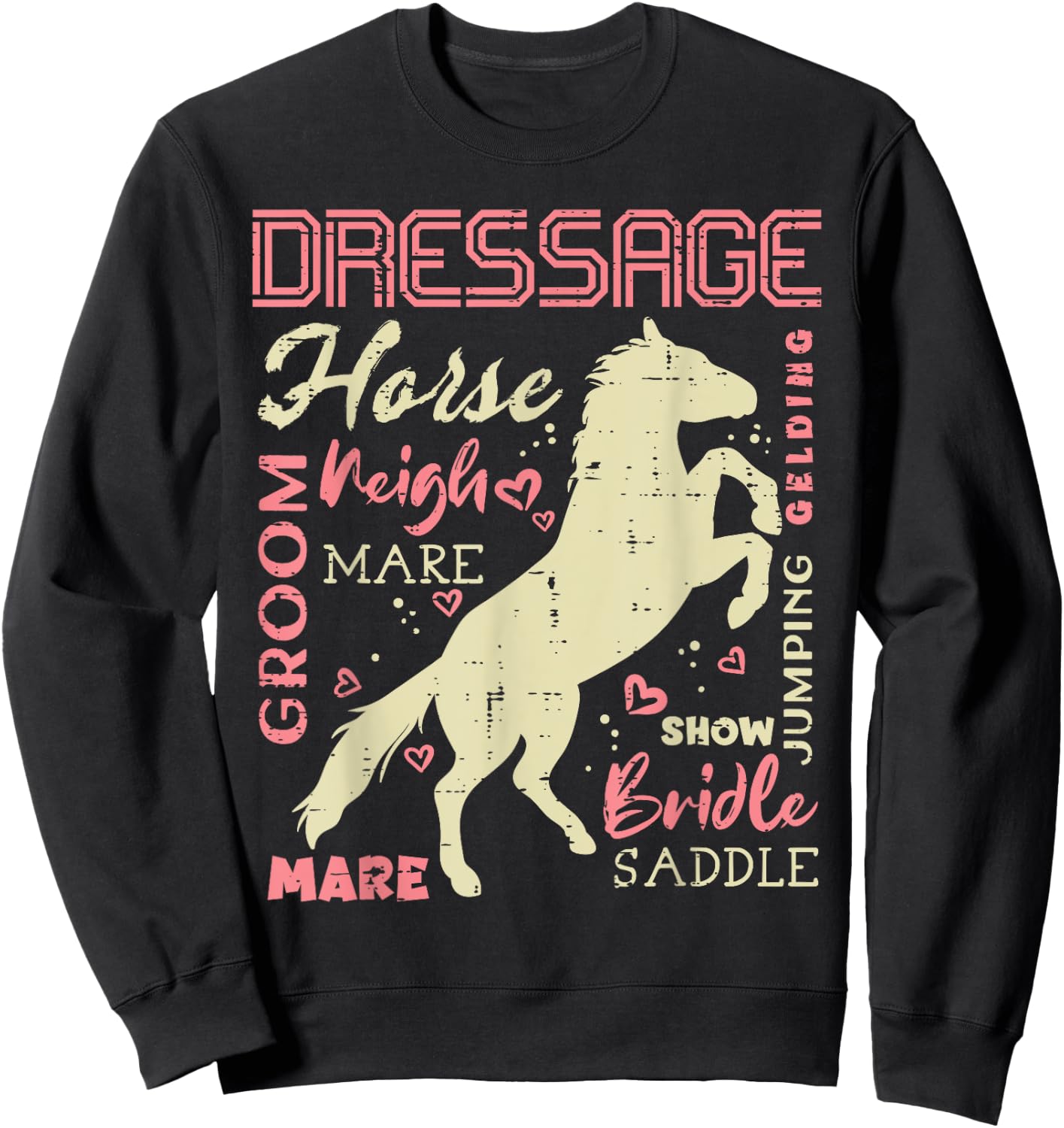 Horse Words Dressage Riding Rider Equestrian Men Women Kids Sweatshirt - Sweatshirt | Black