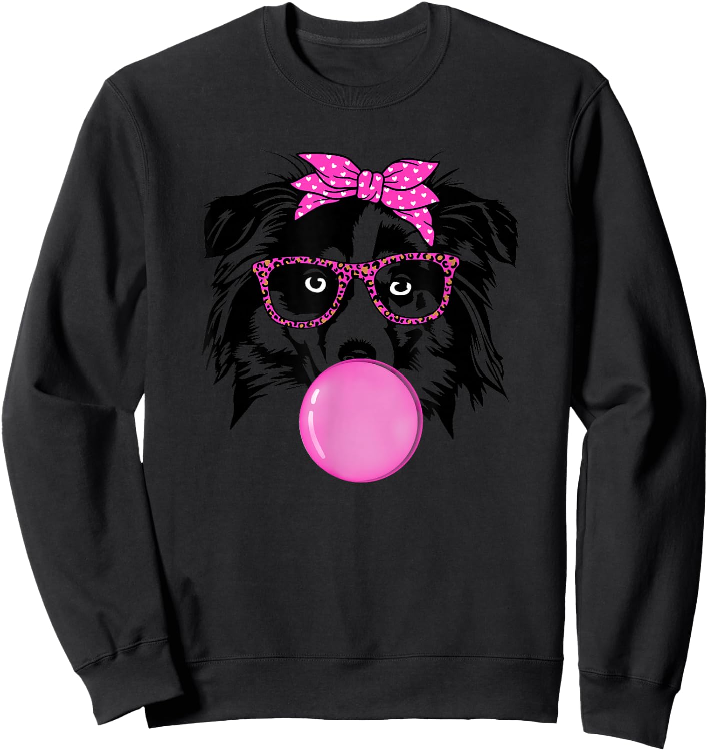 Australian shepherd with bubble gum bandana glasses Aussie Sweatshirt - Sweatshirt | Black