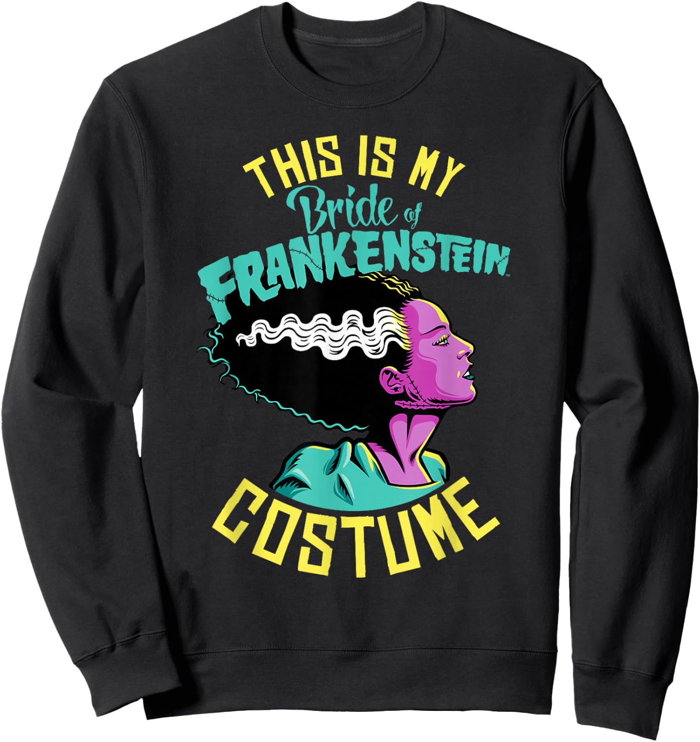 Universal Monsters Bride Of Frankenstein Costume Halloween Sweatshirt - Sweatshirt | Black