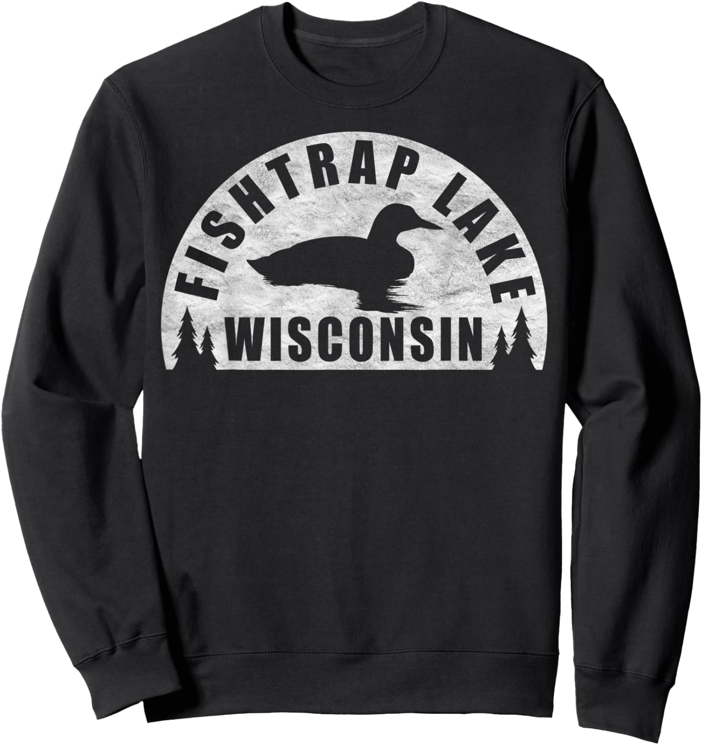 Fishtrap Lake Northern Wisconsin Loon Sweatshirt - Sweatshirt | Black