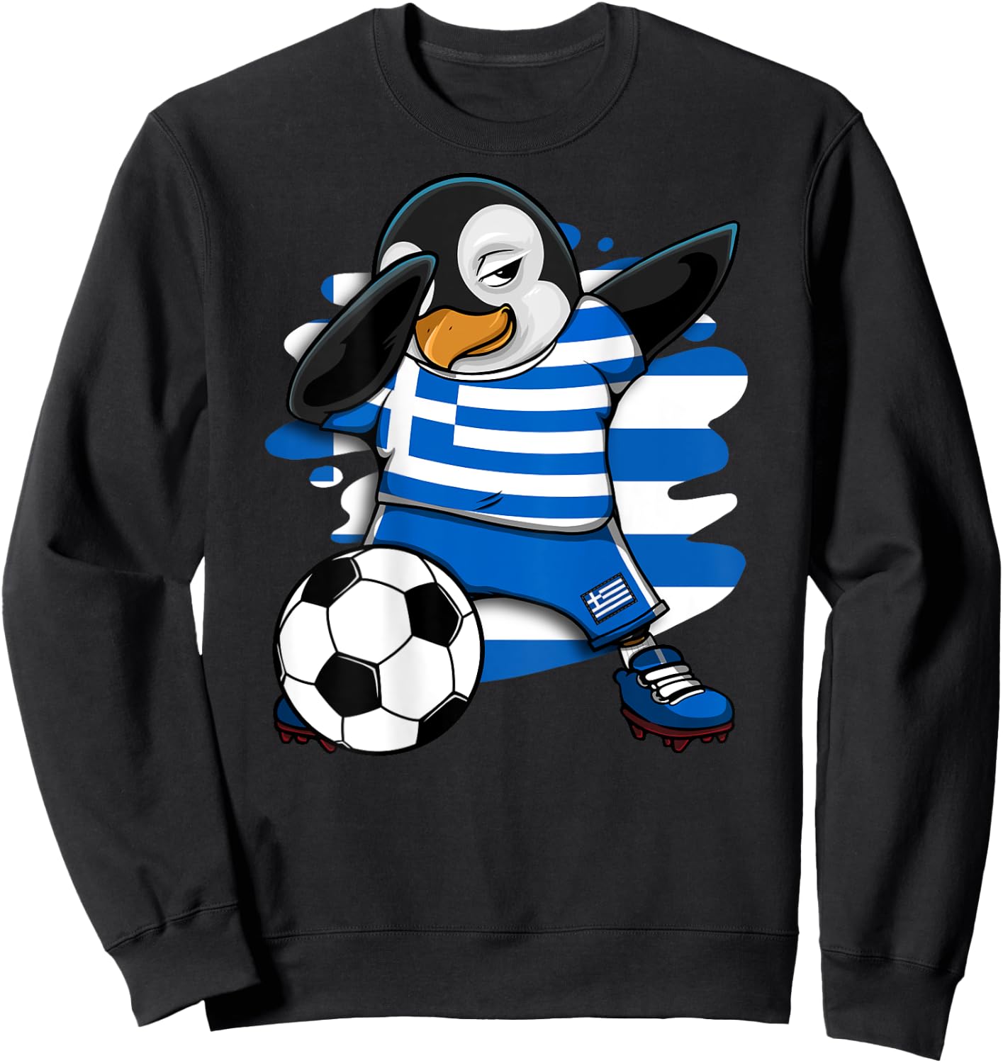 Dabbing Penguin Greece Soccer Fans Jersey Football Lovers Sweatshirt - Sweatshirt | Black