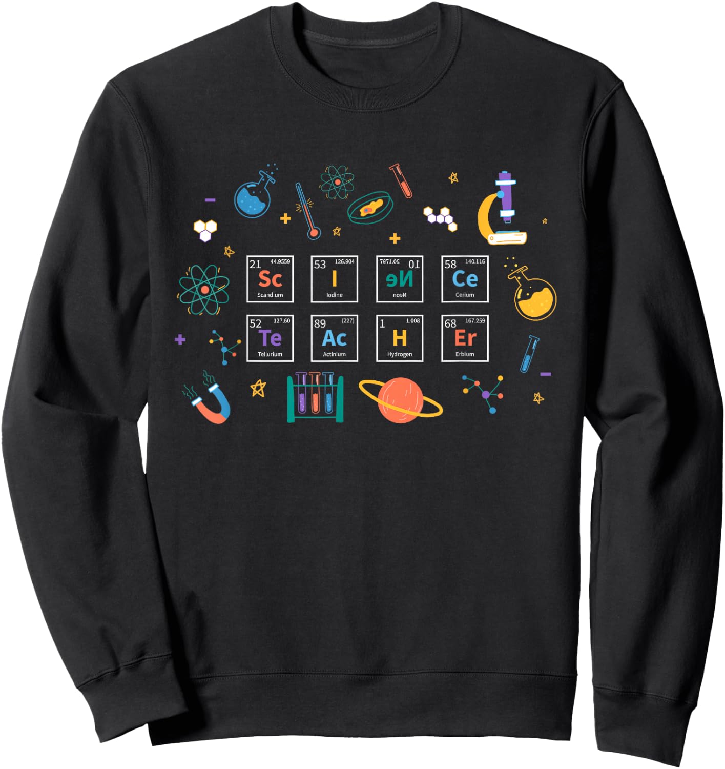 Science Teacher Cute Periodic Table Chemistry Elements Sweatshirt - Sweatshirt | Black