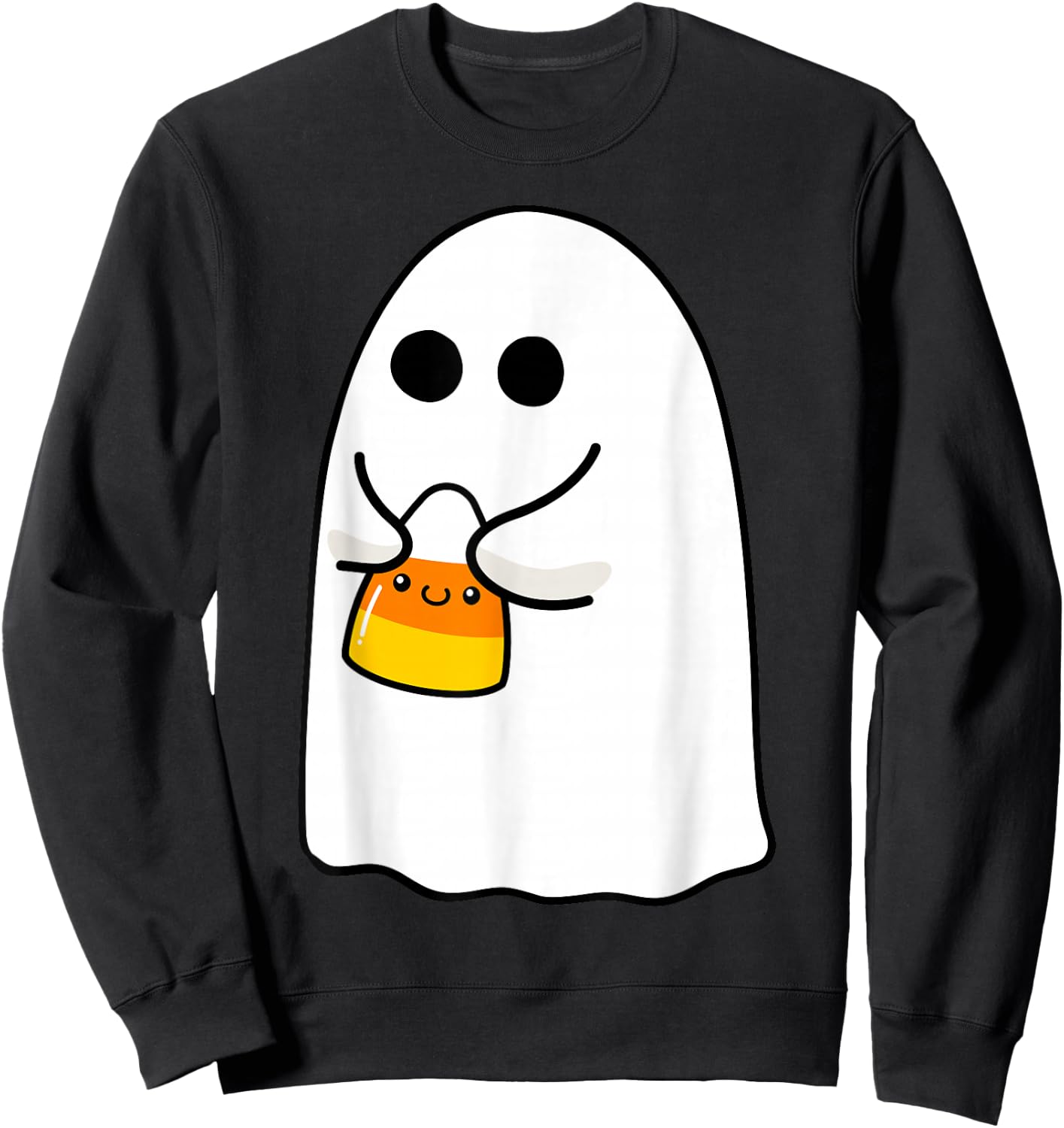 Ghost Holding Candy Corn Funny Halloween Costume Cute Ghost Sweatshirt - Sweatshirt | Black
