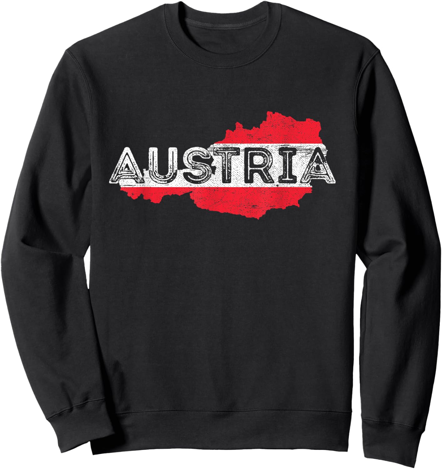 Austrian Map and Flag Souvenir - Distressed Austria Sweatshirt - Sweatshirt | Black