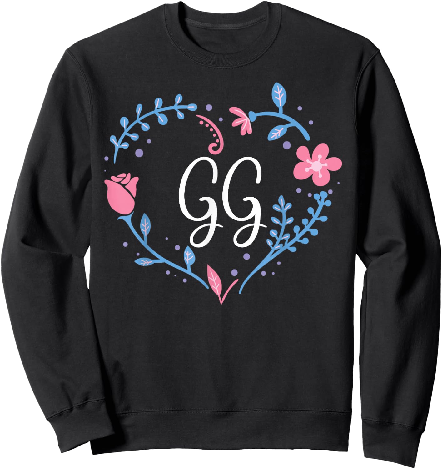 Flower Flora GG Grandma Christmas Birthday Gift Sweatshirt - Sweatshirt | Black