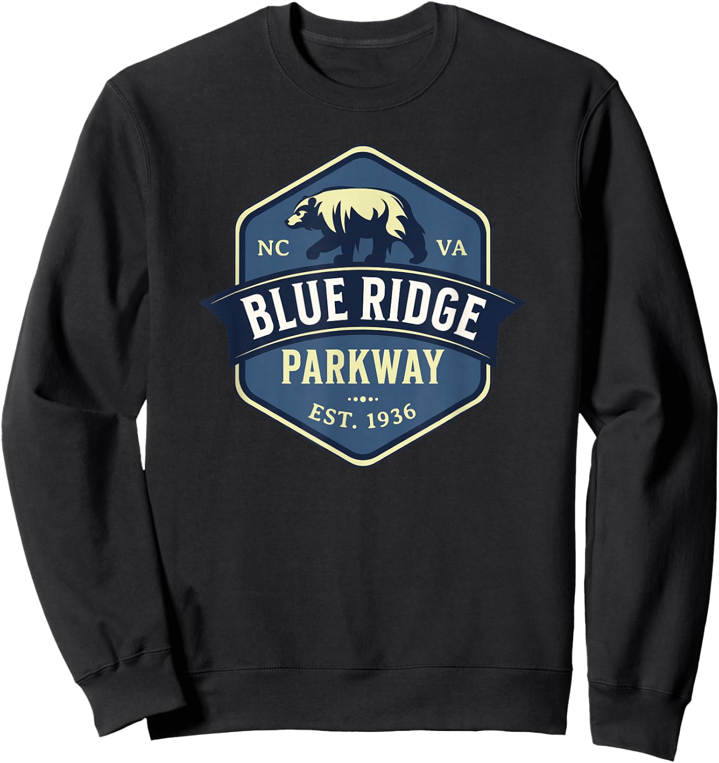 Blue Ridge Parkway Est 1936 Bear Design Sweatshirt - Sweatshirt | Black