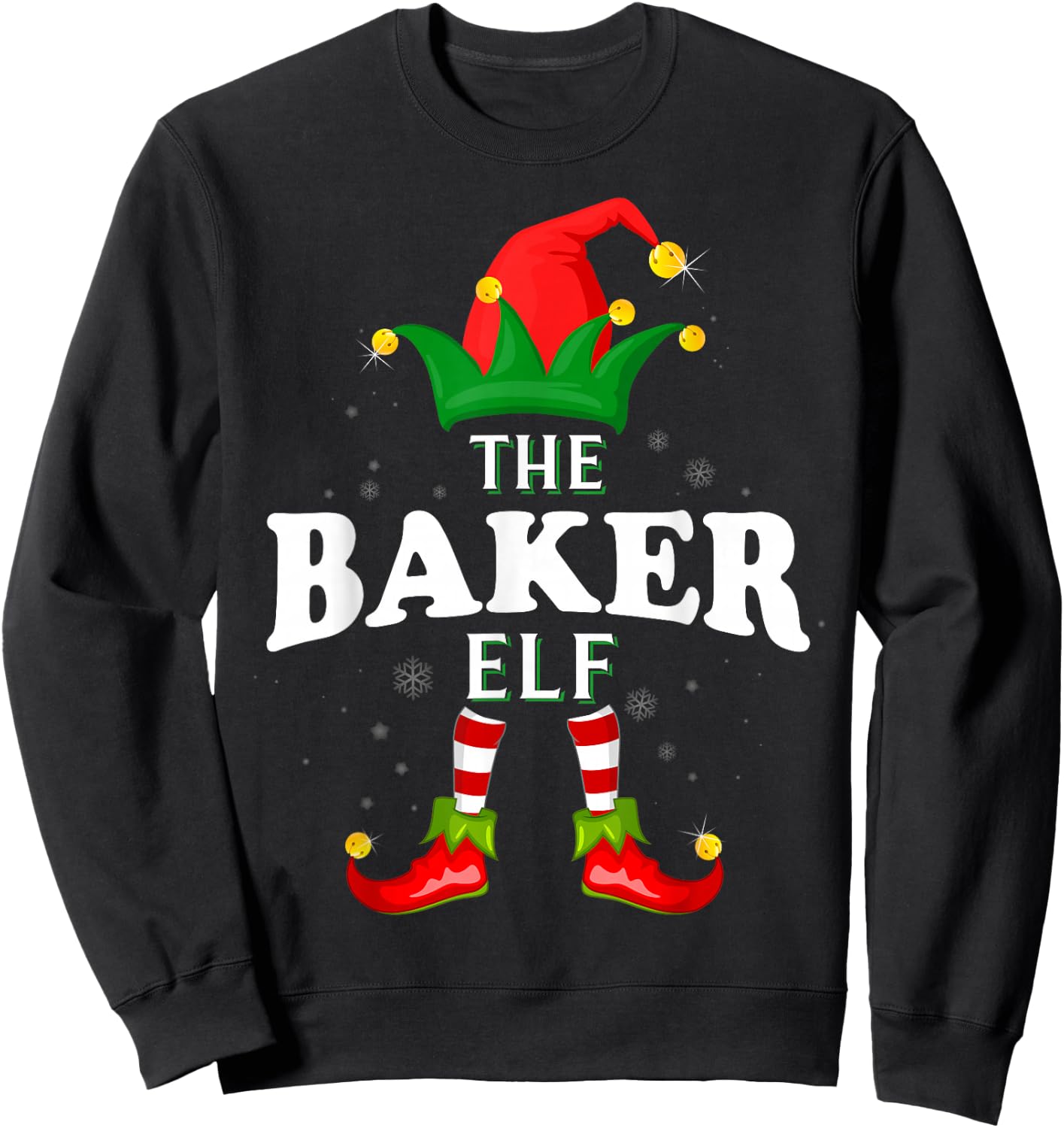 Xmas Baker Elf Family Matching Christmas Pajama Sweatshirt - Sweatshirt | Black