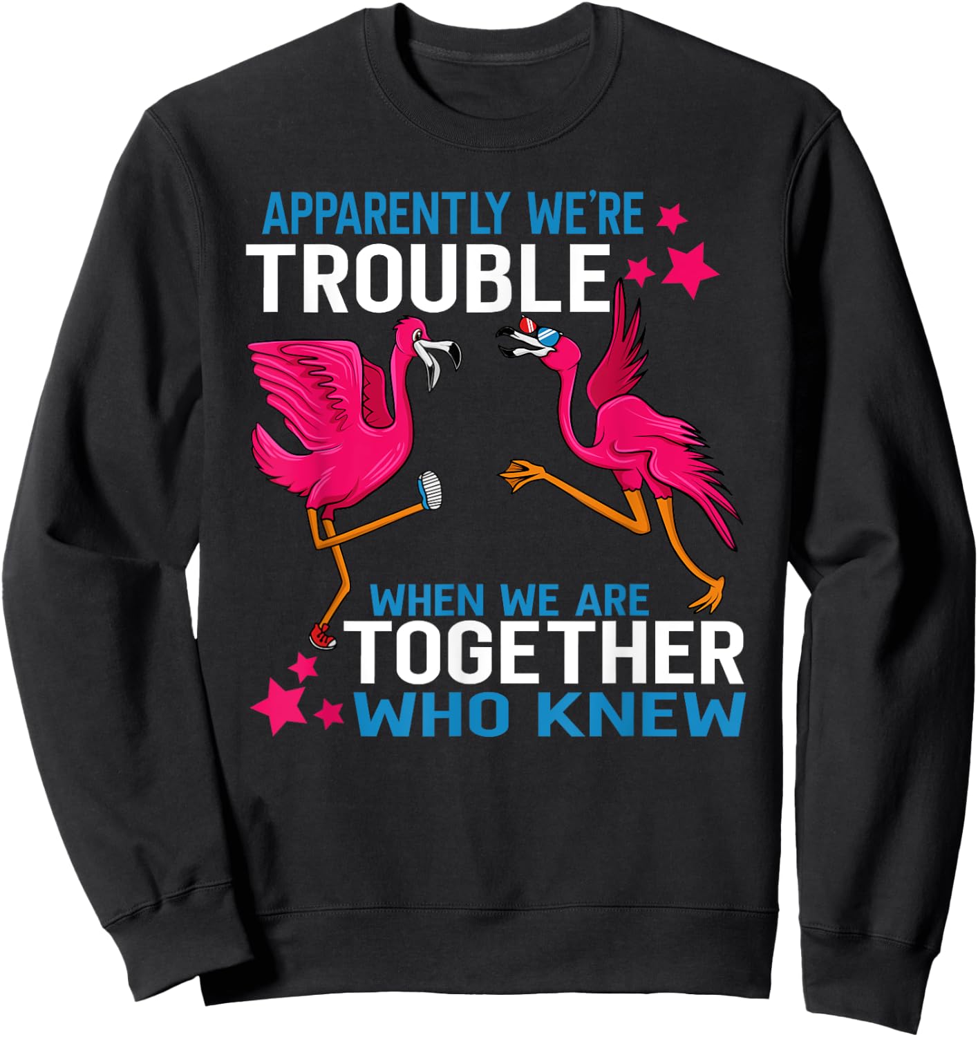 Apparently We Are Trouble When We Are Together Flamingo Sweatshirt - Sweatshirt | Black