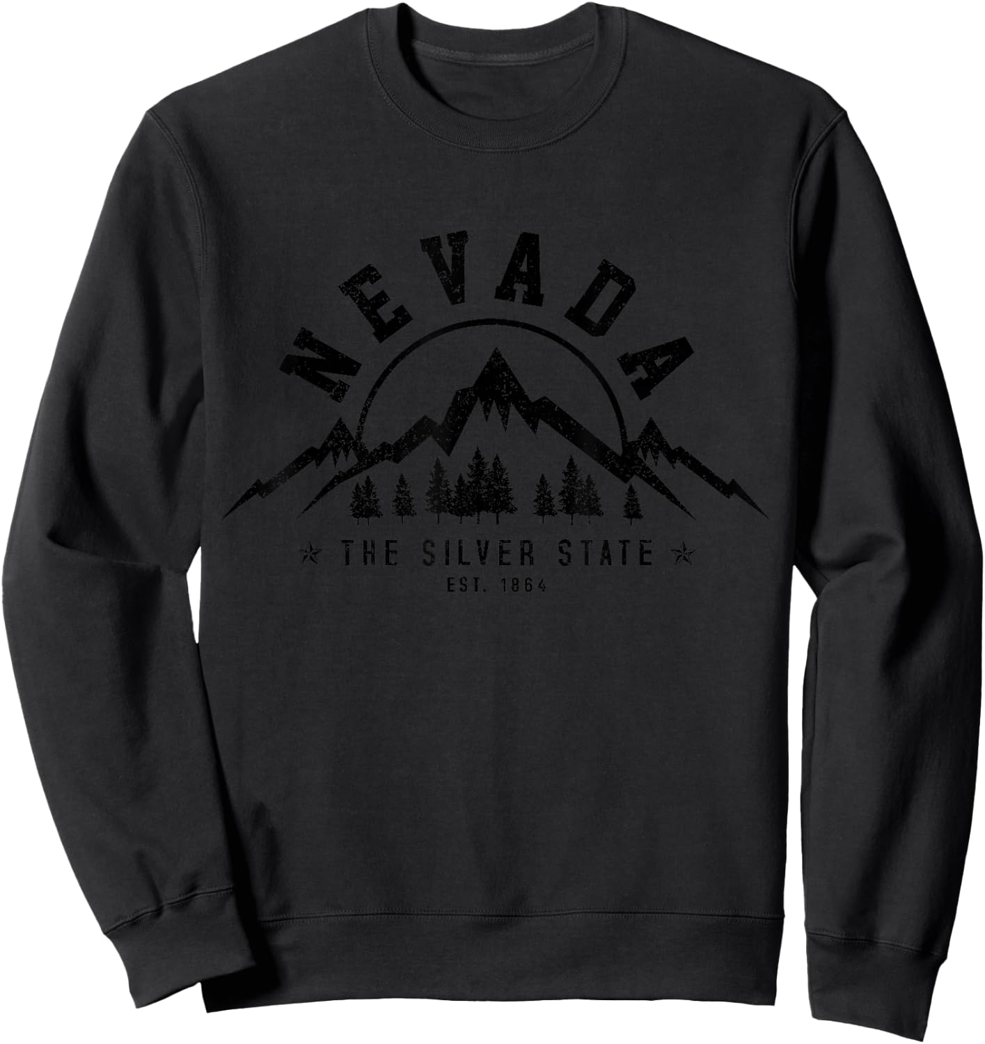 Nevada Est. 1864 Vintage Mountains Nature Outdoor Gift Sweatshirt - Sweatshirt | Black