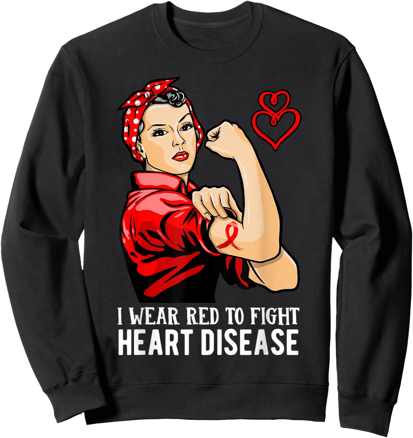 Warrior I Wear Red to Fight Heart Disease Awareness Sweatshirt - Sweatshirt | Black