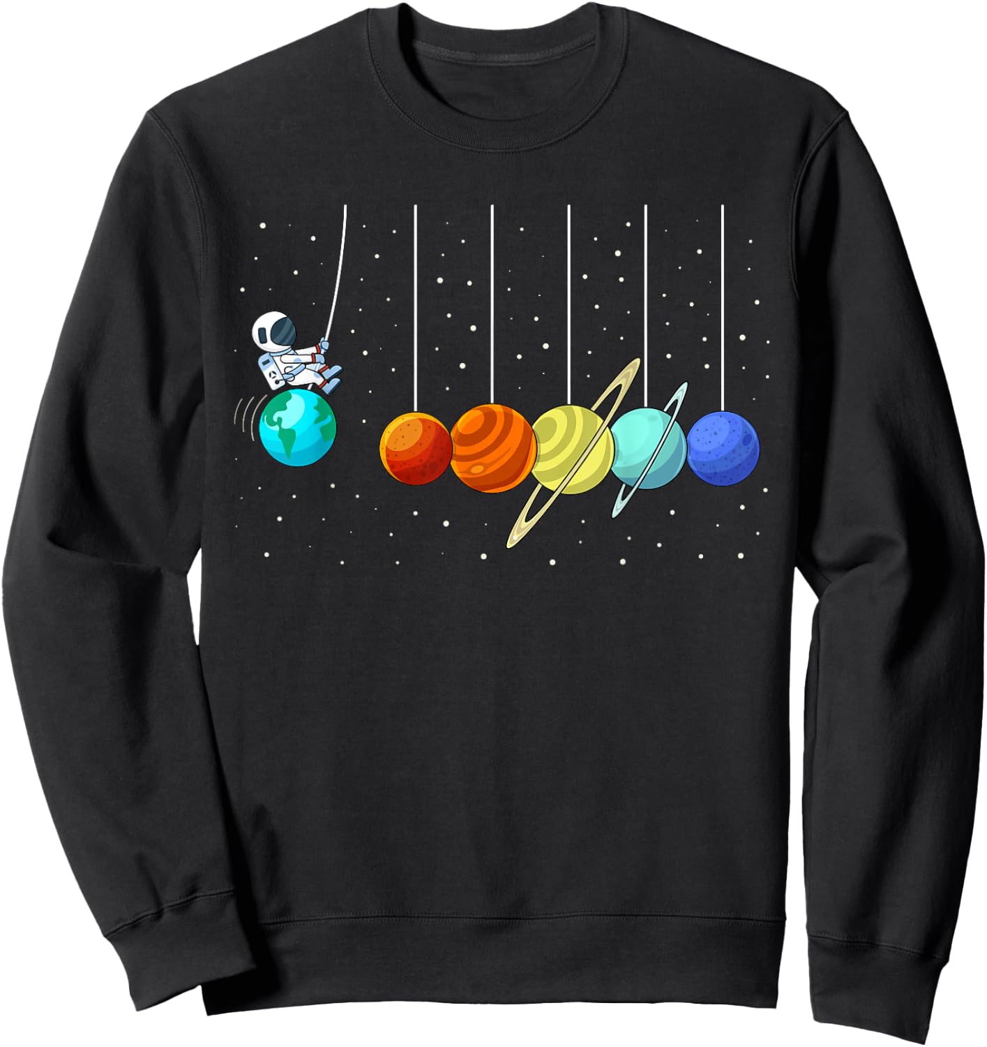 Funny Astronaut Swing Planets Solar System Space science Sweatshirt - Sweatshirt | Black