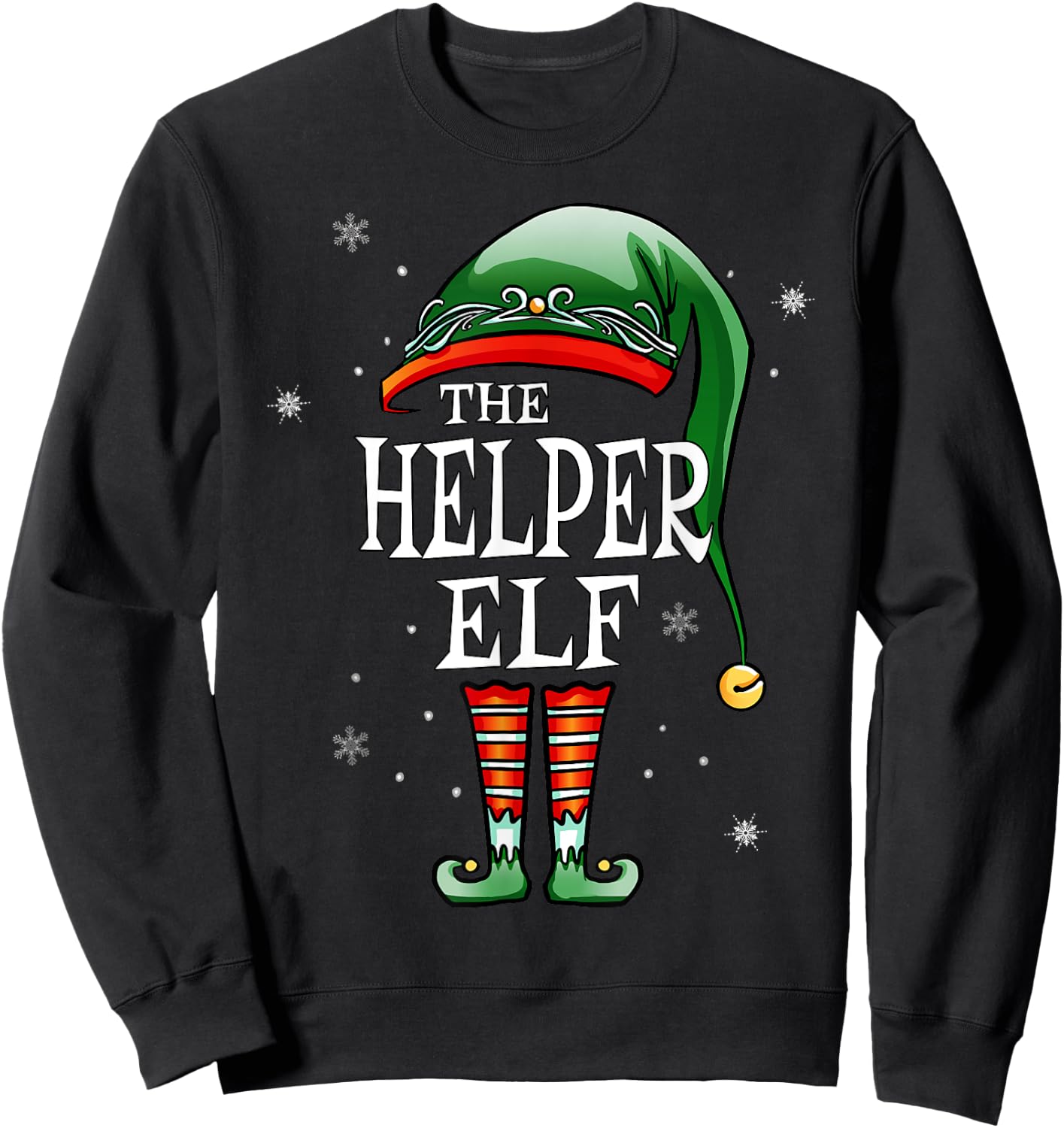 Matching Family Funny The Helper Elf Christmas Sweatshirt - Sweatshirt | Black