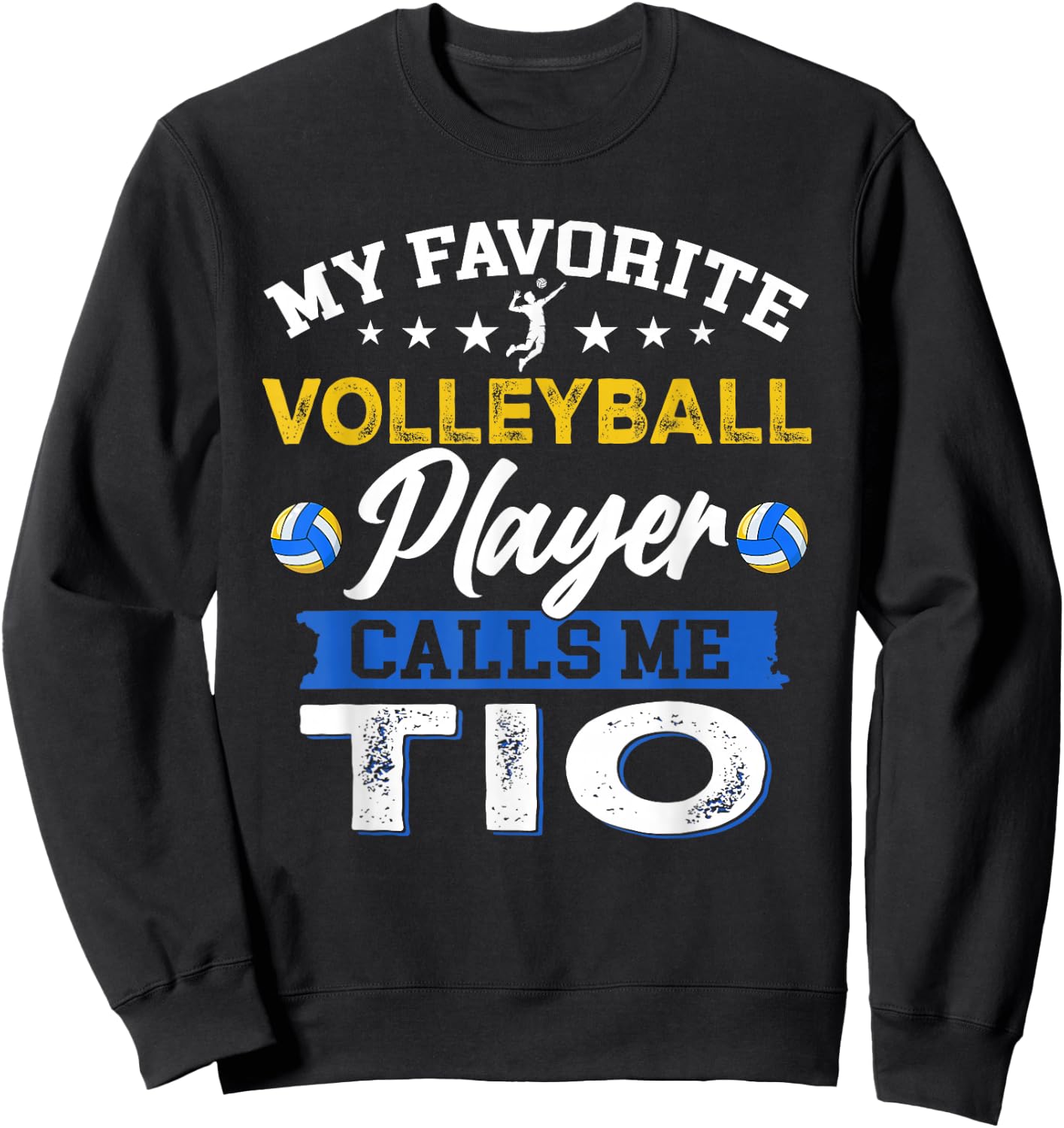 My Favorite Volleyball Player Calls Me TIO USA Flag Sweatshirt - Sweatshirt | Black