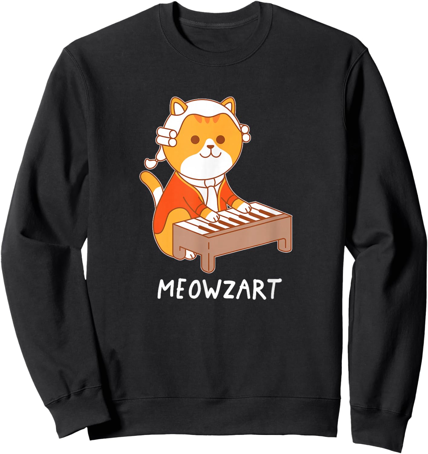 Meowzart Cat Pun Classical Music Piano Funny Sweatshirt - Sweatshirt | Black