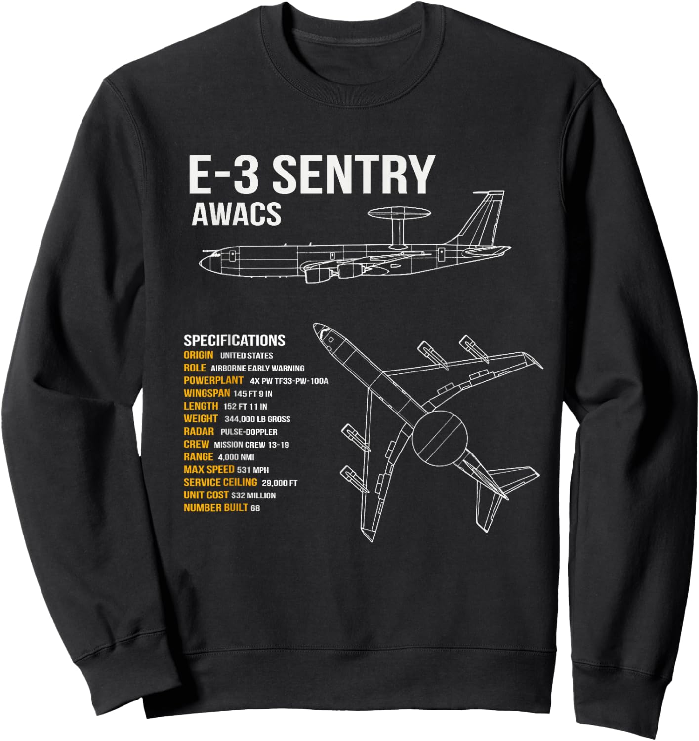 E-3 Sentry AWACS Sweatshirt - Sweatshirt | Black