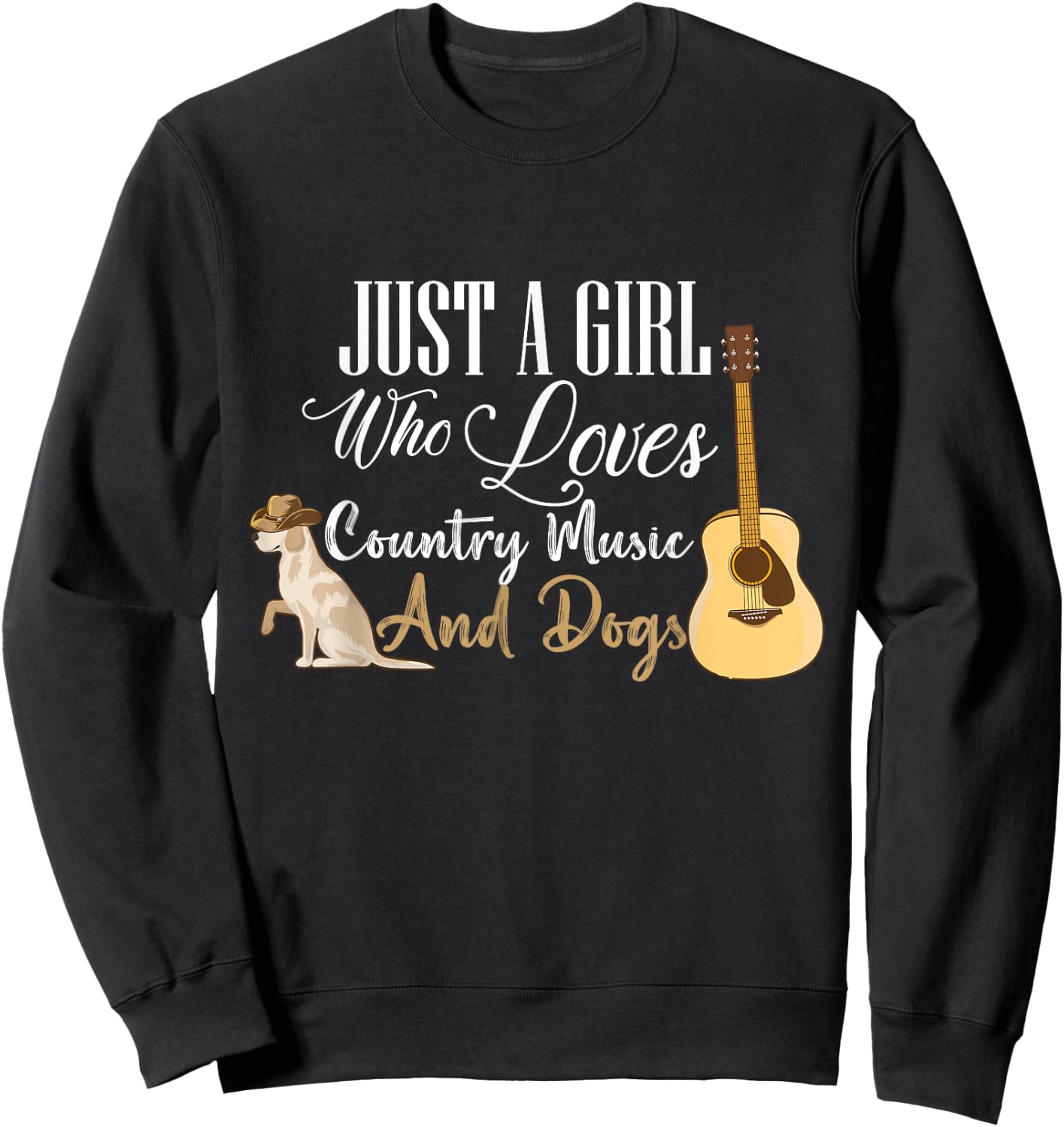 Just A Girl Who Loves Country Music And Dogs Dog Guitar Sweatshirt - Sweatshirt | Black