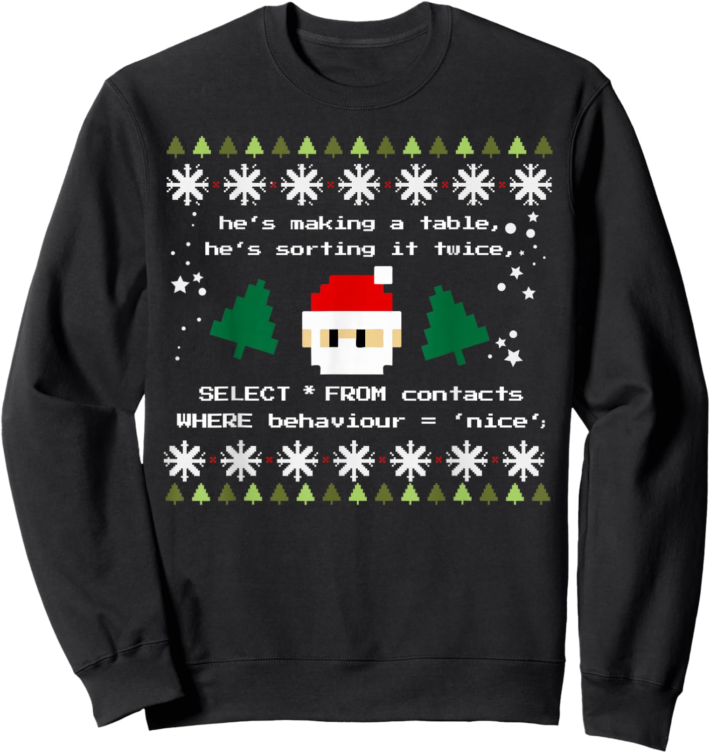 SQL Santa Claus Database Clause Developer Code DB Programmer Sweatshirt - Sweatshirt | Black