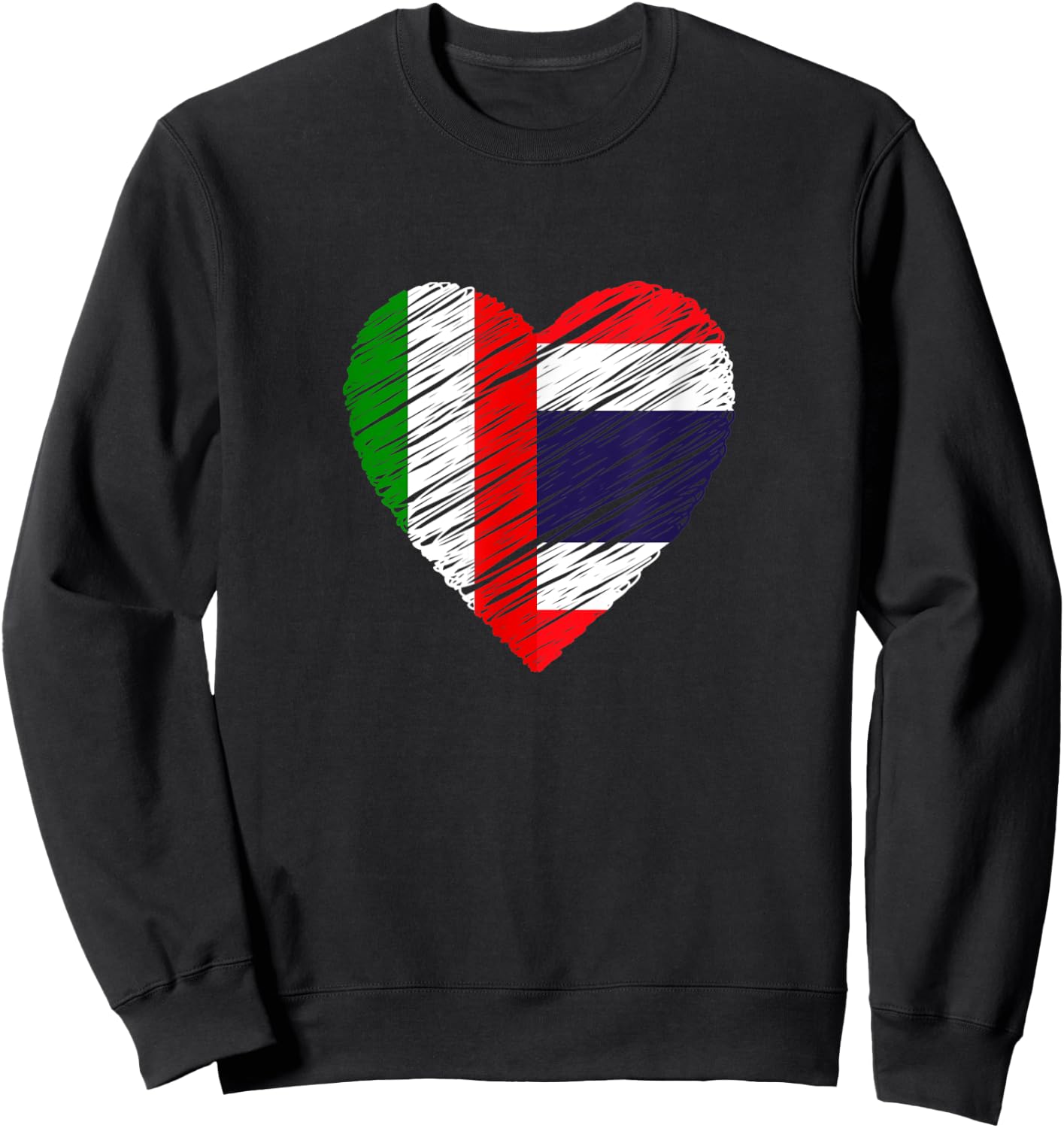 Thailand Italy Heart Italian Flag Thai Flag Love Heart Sweatshirt - Sweatshirt | Black