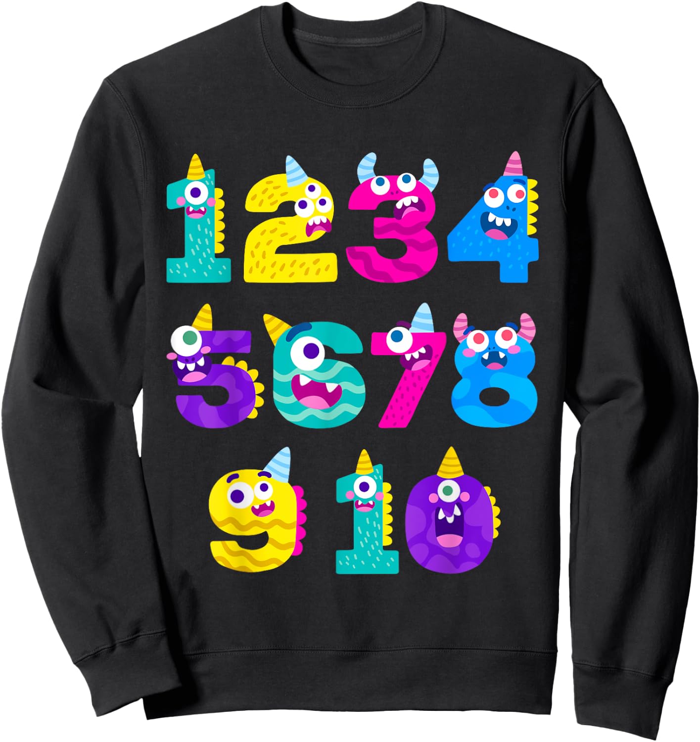 Funny Math Monster Numbers Learning | School Education Sweatshirt - Sweatshirt | Black