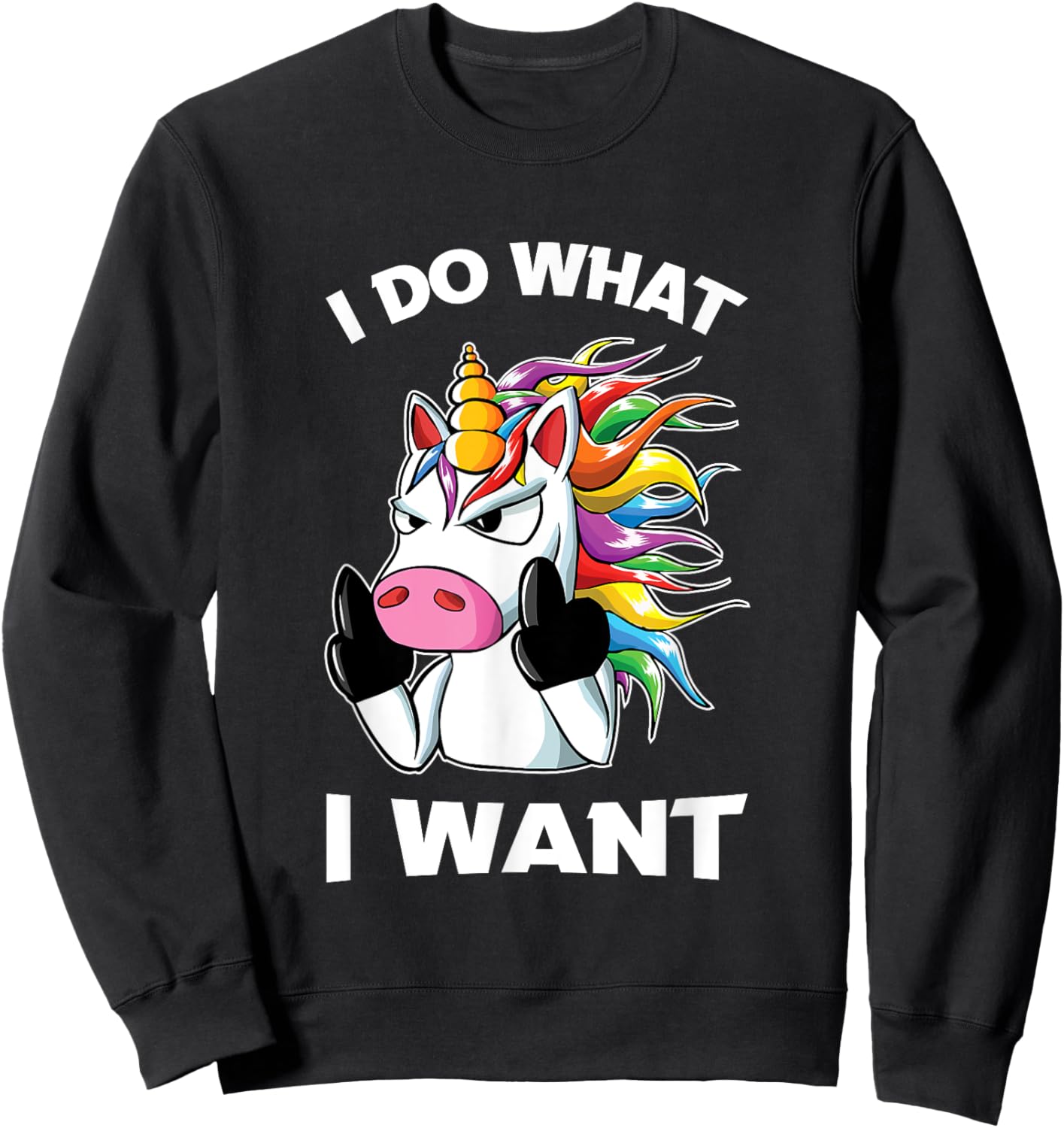 I Do What I Want Unicorn Funny Sweatshirt - Sweatshirt | Black