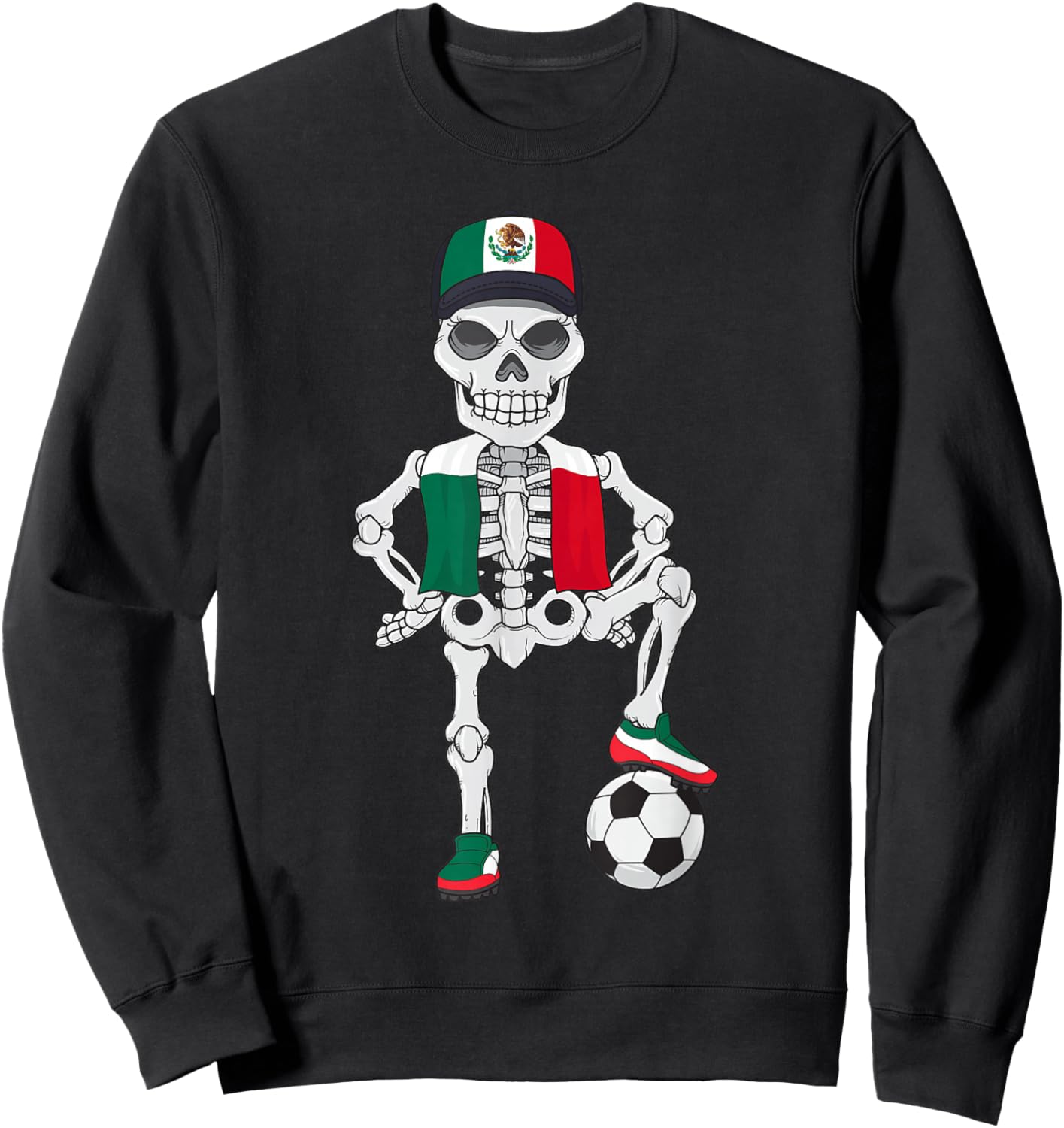 Mexico Soccer Skeleton Fan Team Sweatshirt - Sweatshirt | Black