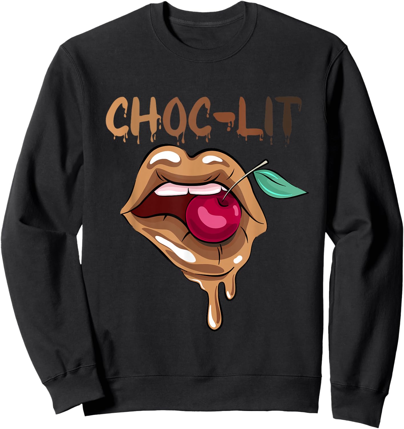 Cool Melanin Girl Lips Cherry Black Girls Magic Style Sweatshirt - Sweatshirt | Black