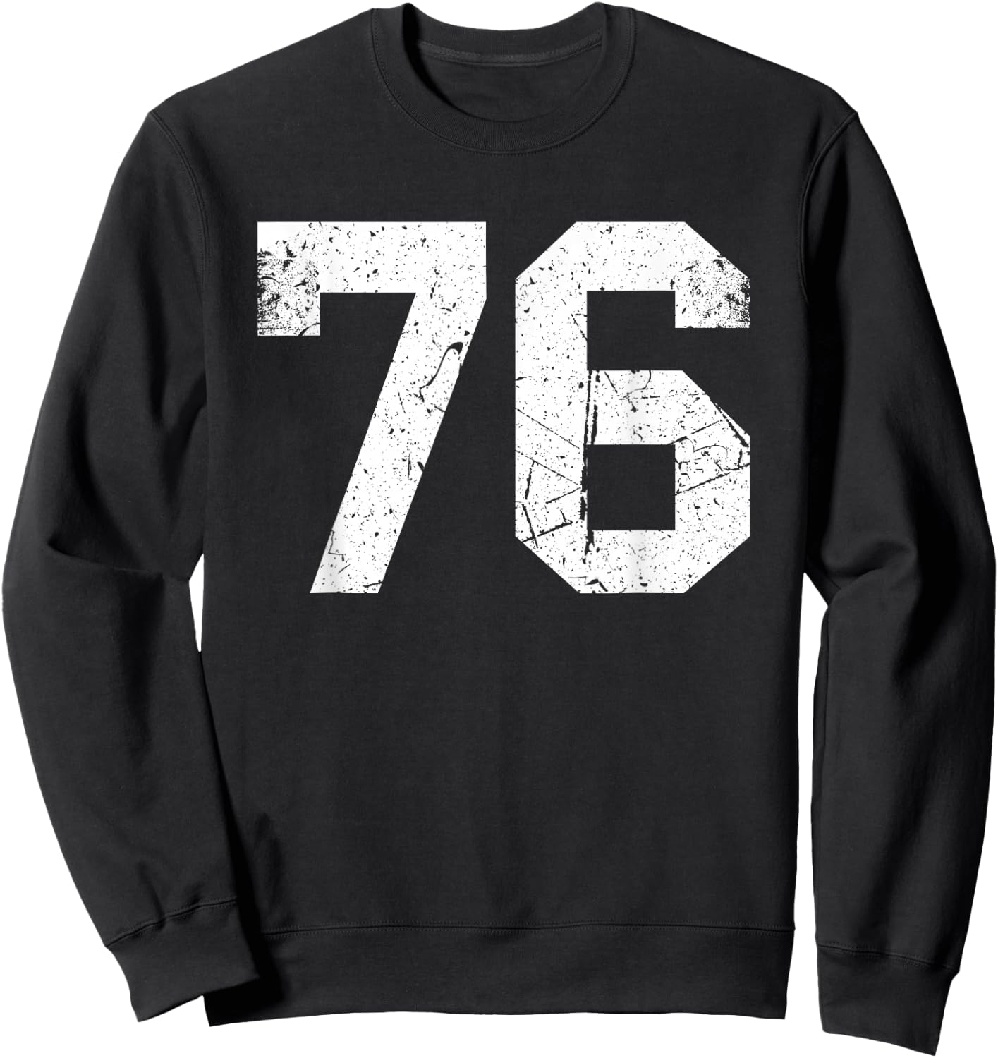 Vintage Sports Team Number #76 Sweatshirt - Sweatshirt | Black