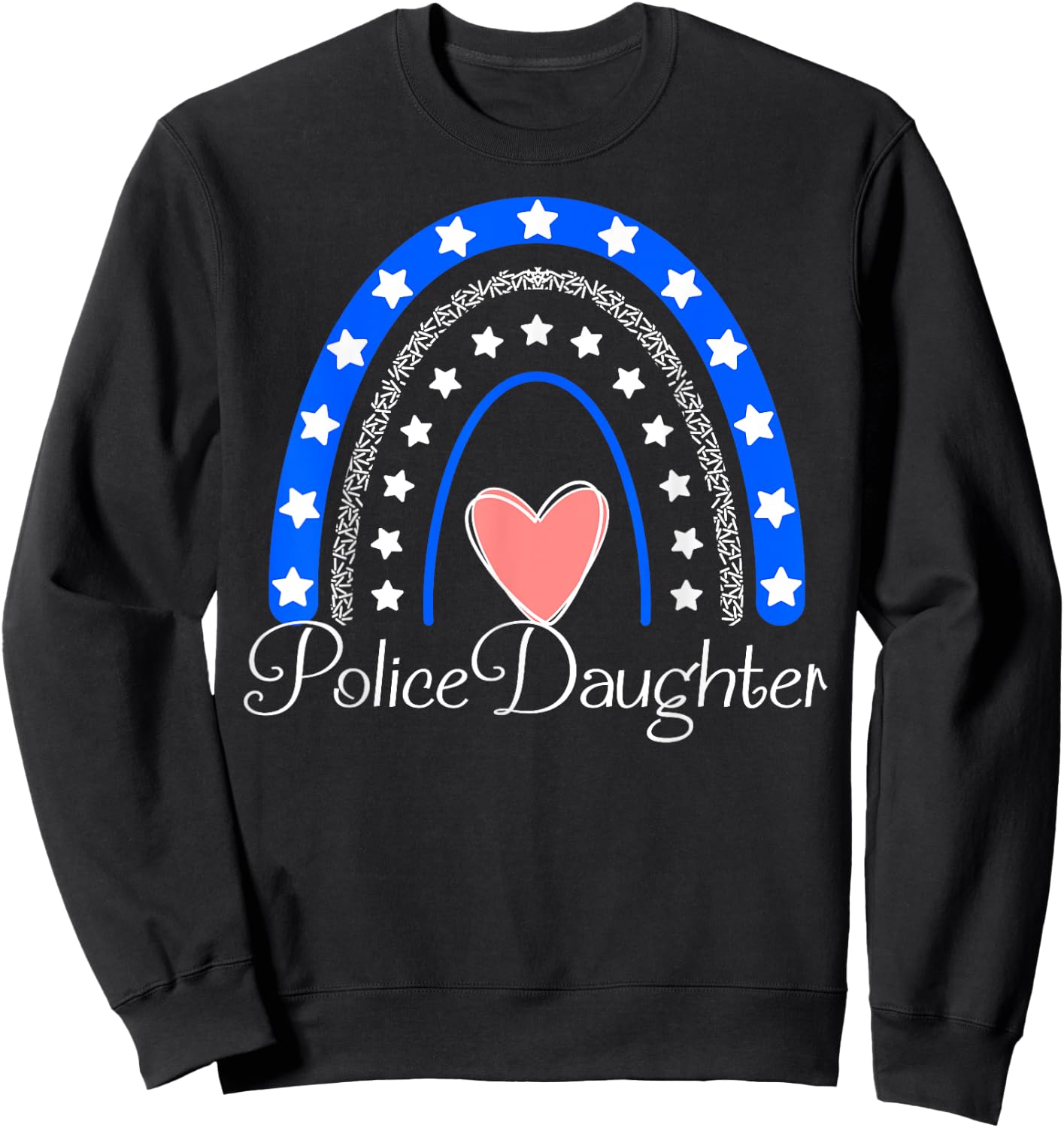 Police Daughter Boho Rainbow Funny Police Officer Daughter Sweatshirt - Sweatshirt | Black
