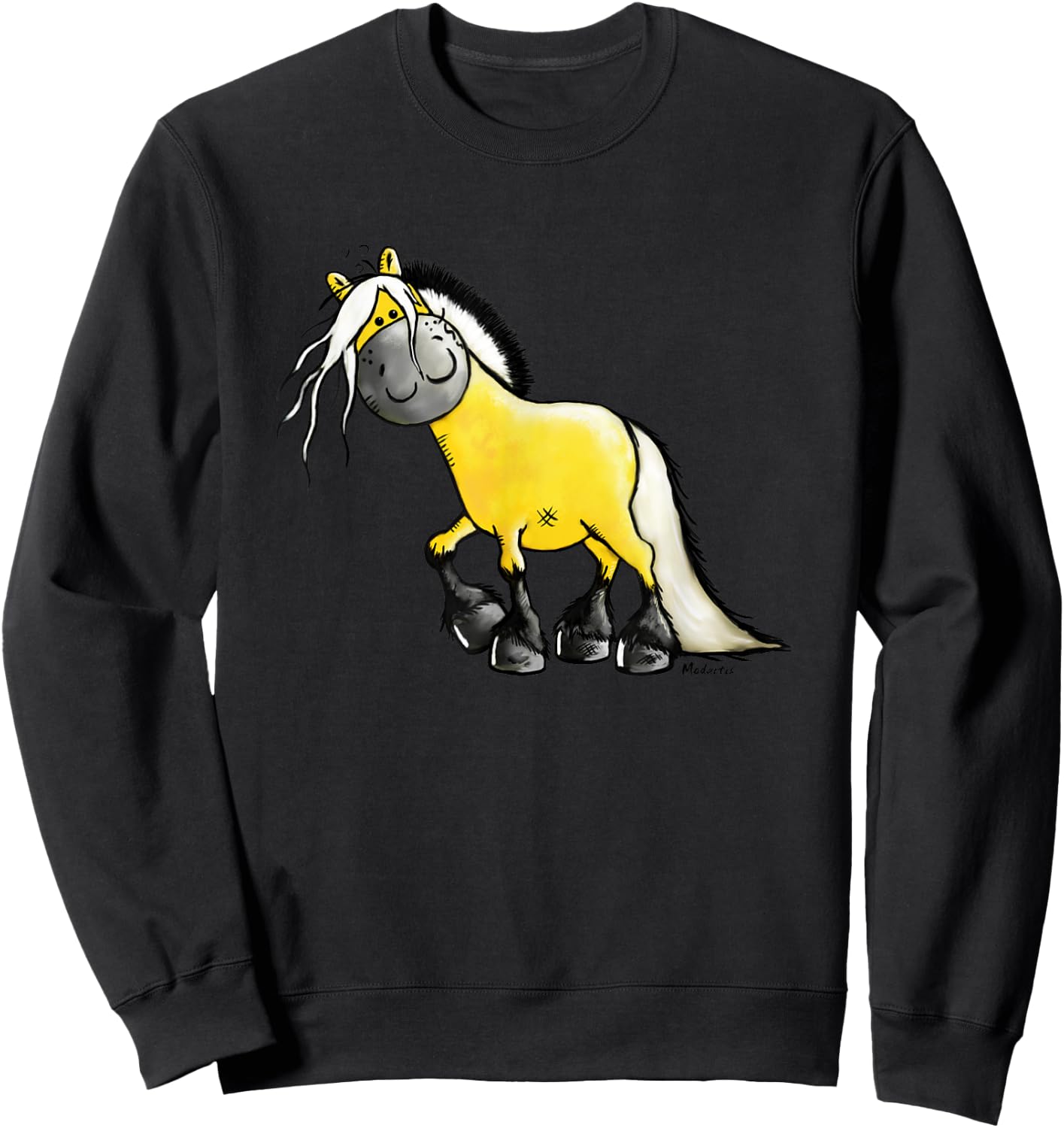 Happy Fjord Horse Cartoon Norwegian Horse I Fjord Horse Fun Sweatshirt - Sweatshirt | Black