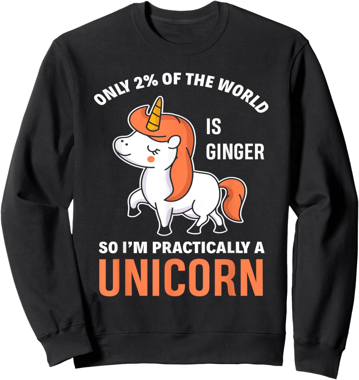 Funny Redhead Unicorn Ginger Woman Girls Gift Sweatshirt - Sweatshirt | Black