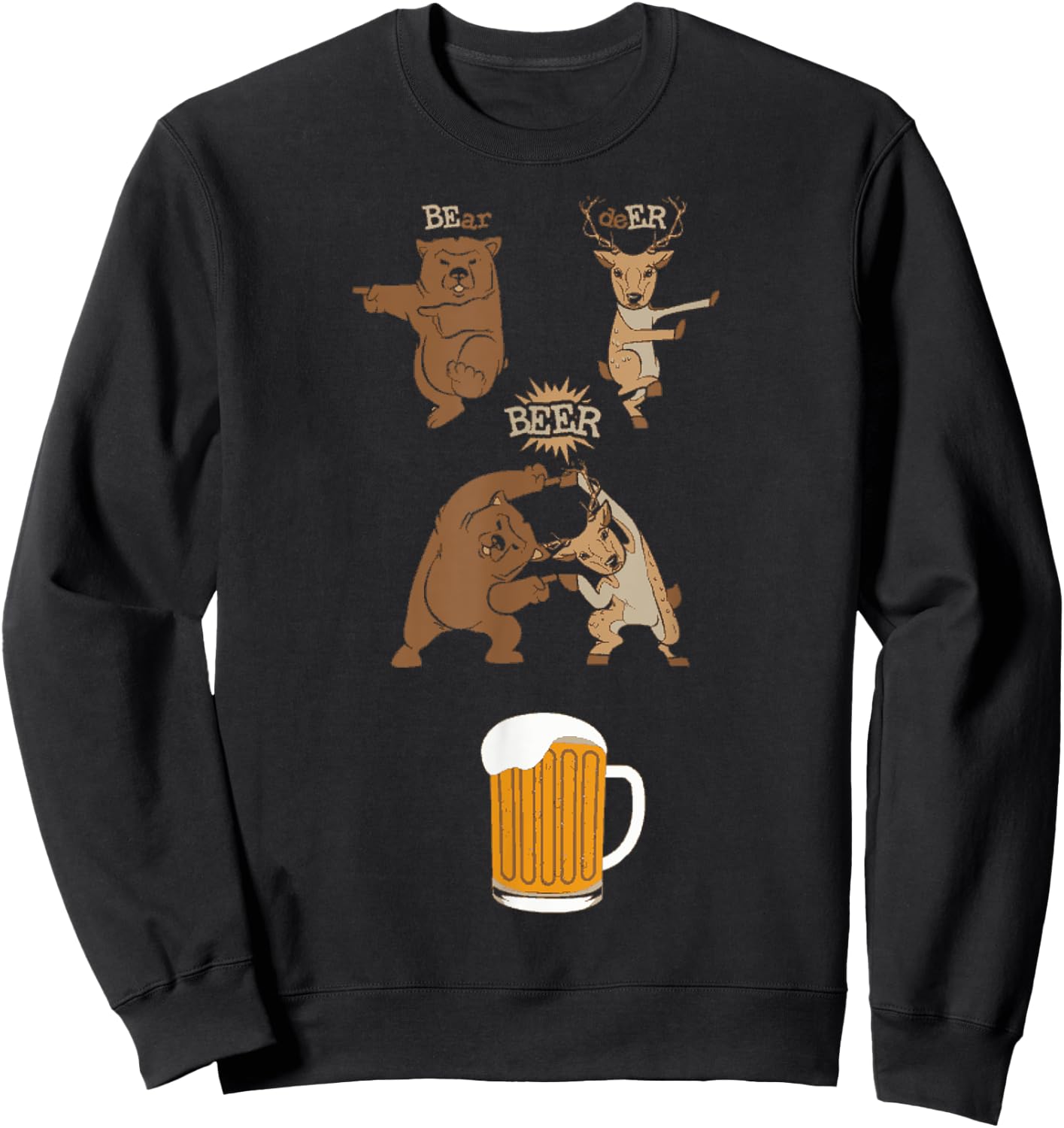 Funny Beer Saying Bear Deer Fusion Manga Sweatshirt - Sweatshirt | Black