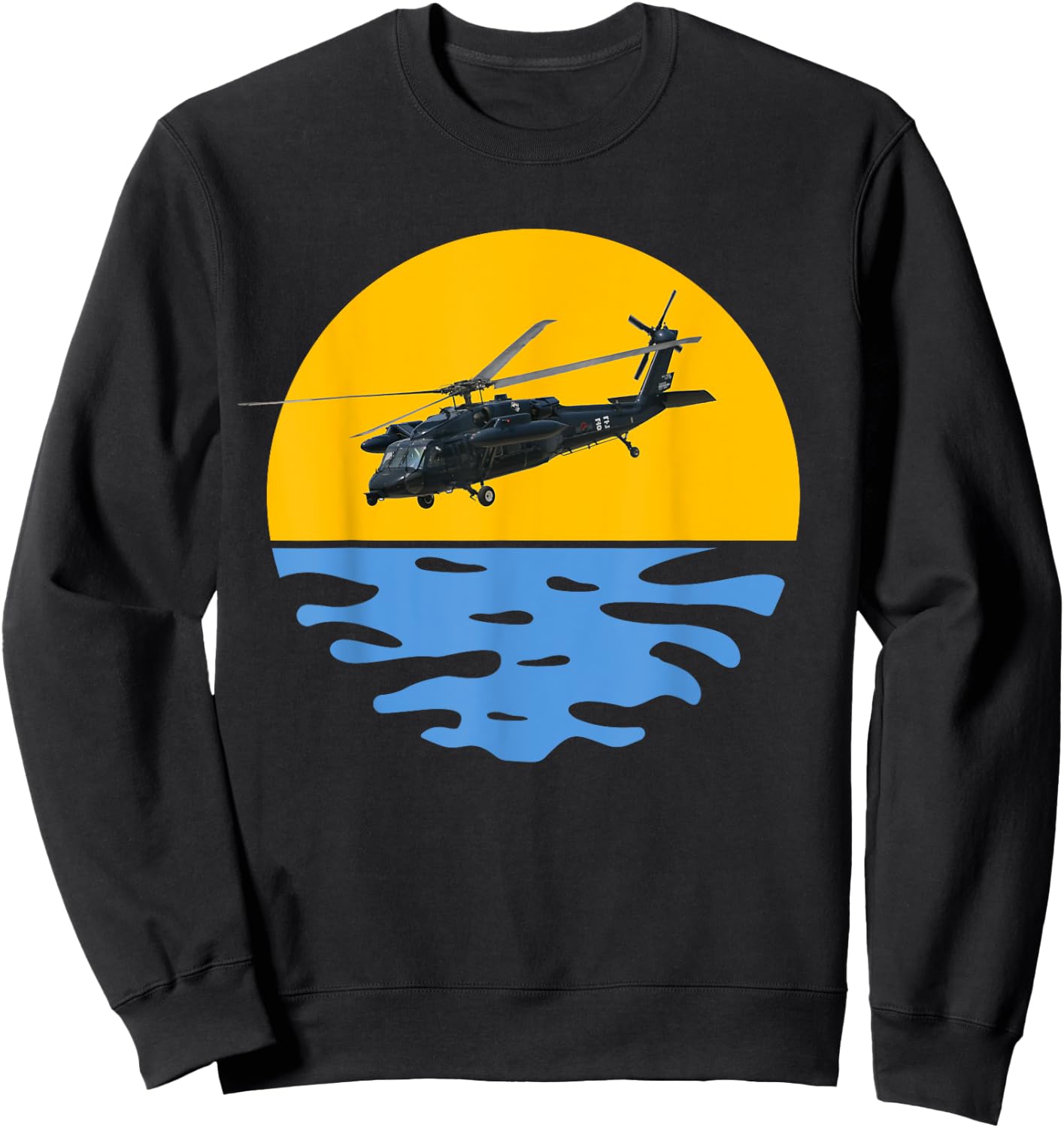 Sunset Army UH-60 Sikorsky Blackhawk Helicopter Pilot Gift Sweatshirt - Sweatshirt | Black