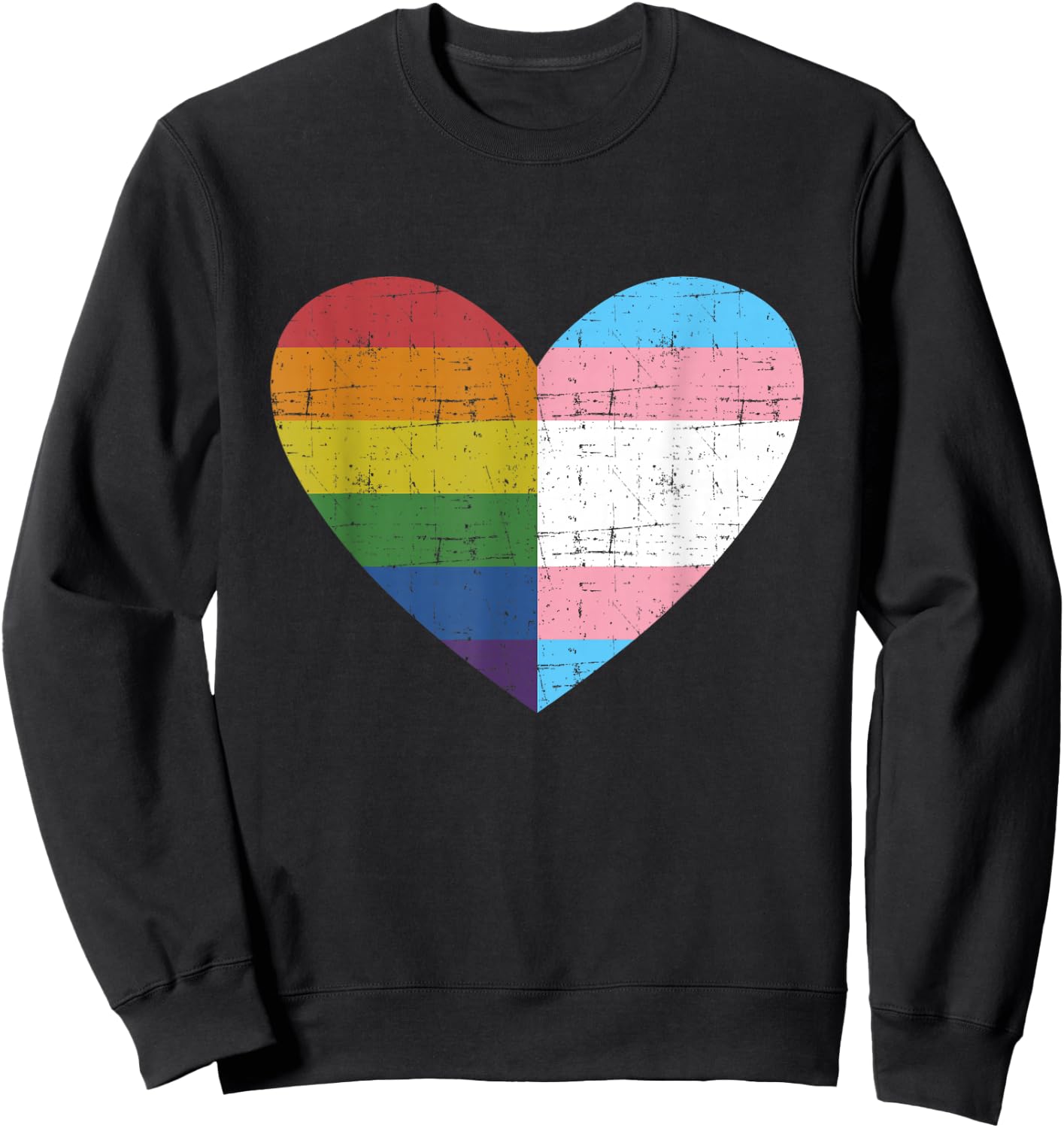 Heart with Rainbow and Transgender Flag for Pride Month Small Sweatshirt - Sweatshirt | Black