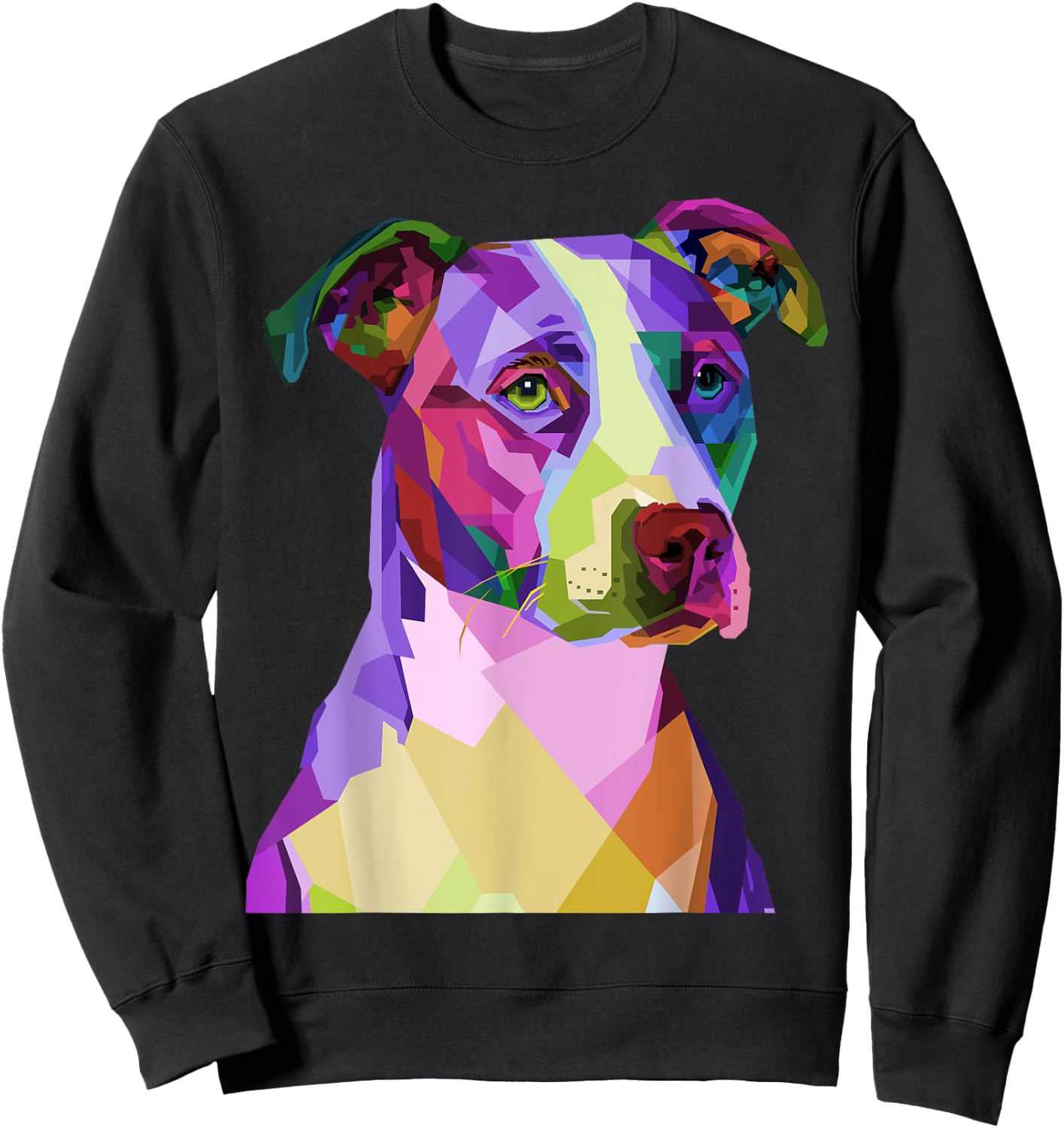 American Pitbull Terrier Pop Art Portrait for Dog Owners Men Women Kids Sweatshirt - Sweatshirt | Black
