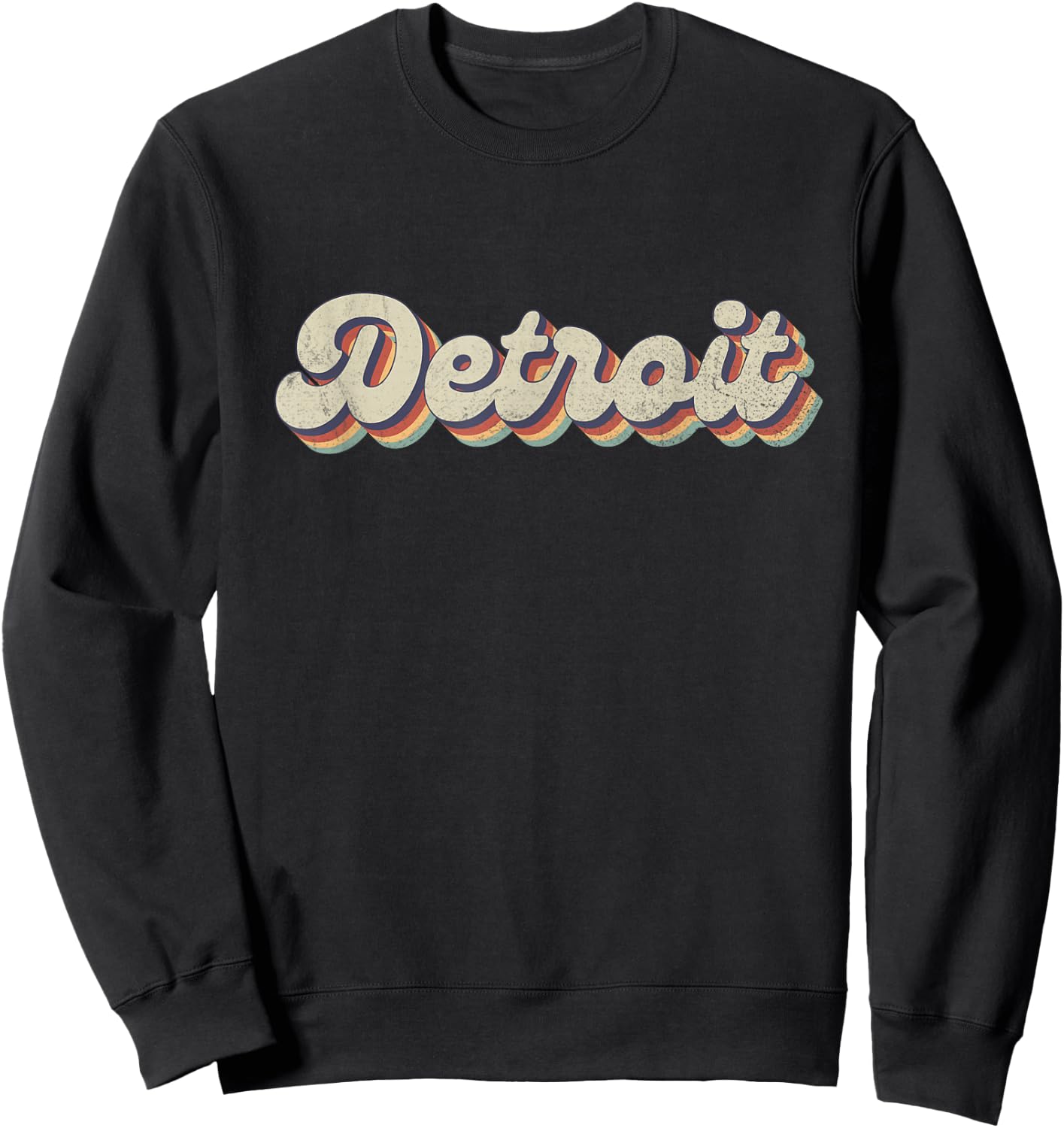 70's 80's USA City - Vintage Detroit Sweatshirt - Sweatshirt | Black