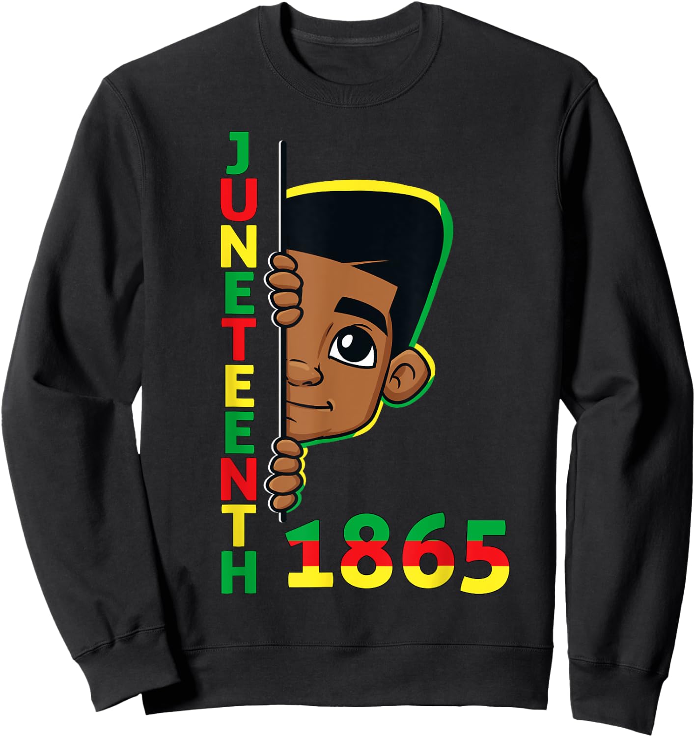Juneteenth Celebrating 1865 Cool Brown Skin King Boys Kids Sweatshirt - Sweatshirt | Black