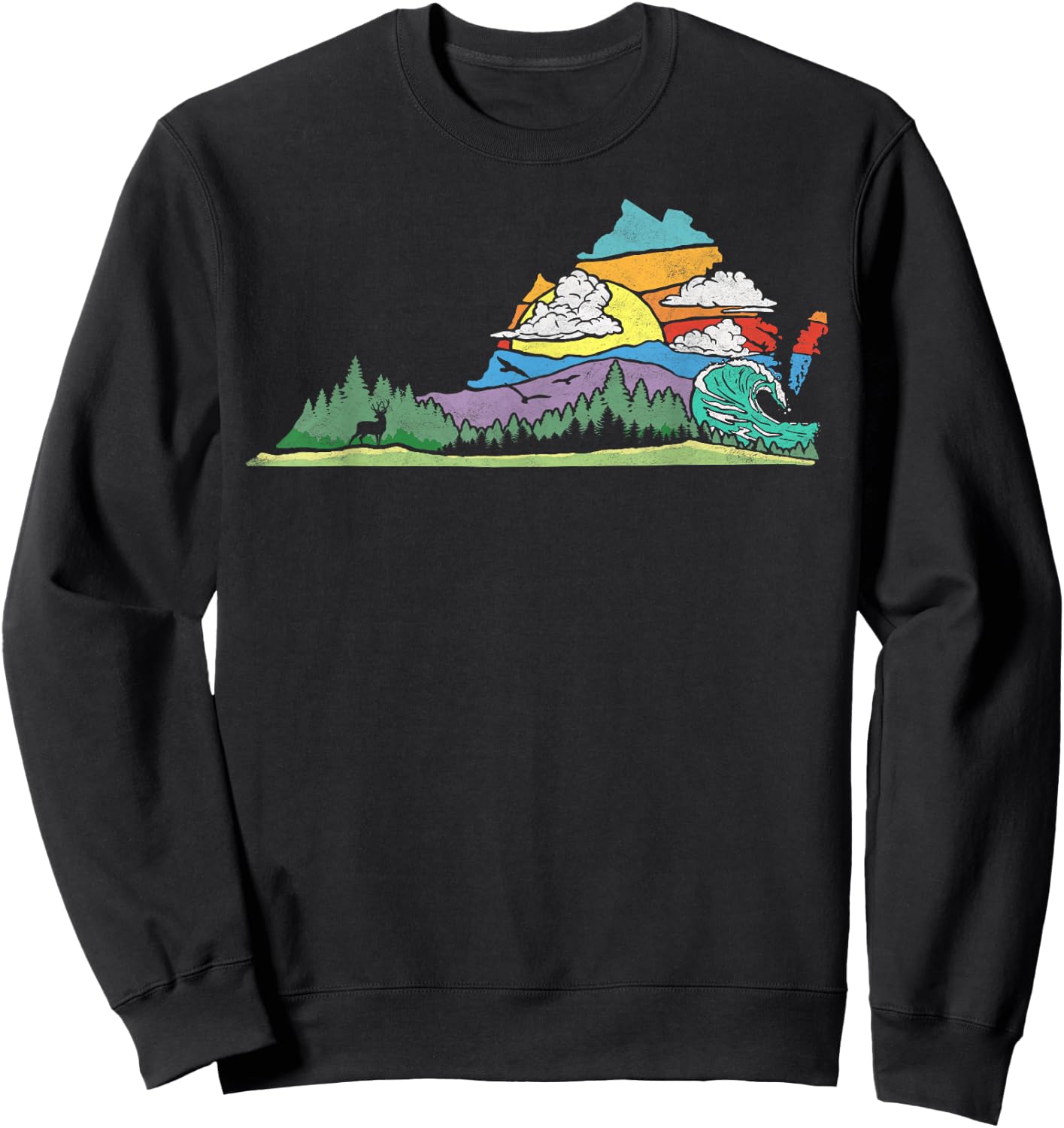 Vintage Virginia Outdoors & Nature Lover Retro 80s Graphic Sweatshirt - Sweatshirt | Black