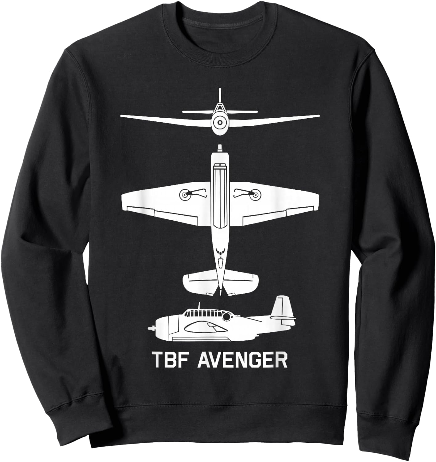 TBF Avenger American WW2 Torpedo Bomber Plane Silhouettes Sweatshirt - Sweatshirt | Black