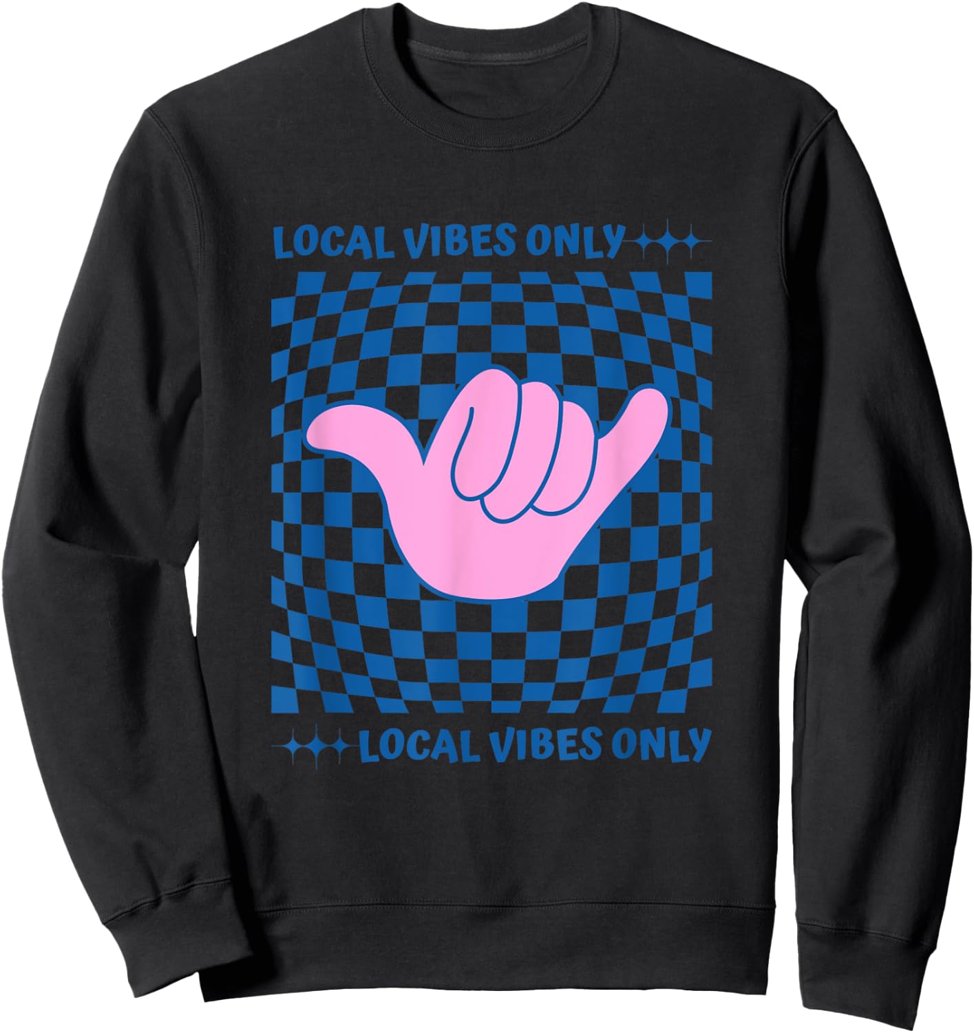 Local Vibes Only Hawaiian Shaka Beach Sweatshirt - Sweatshirt | Black