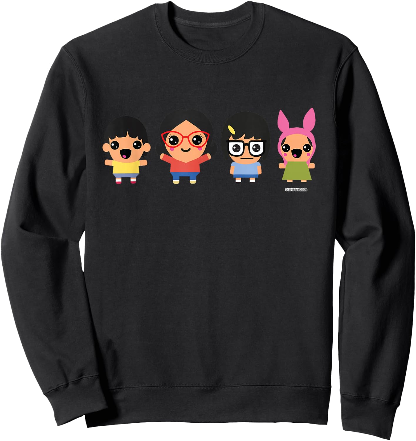 Bob's Burgers Chibi Kawaii Linda Gene Tina and Louise Sweatshirt - Sweatshirt | Black