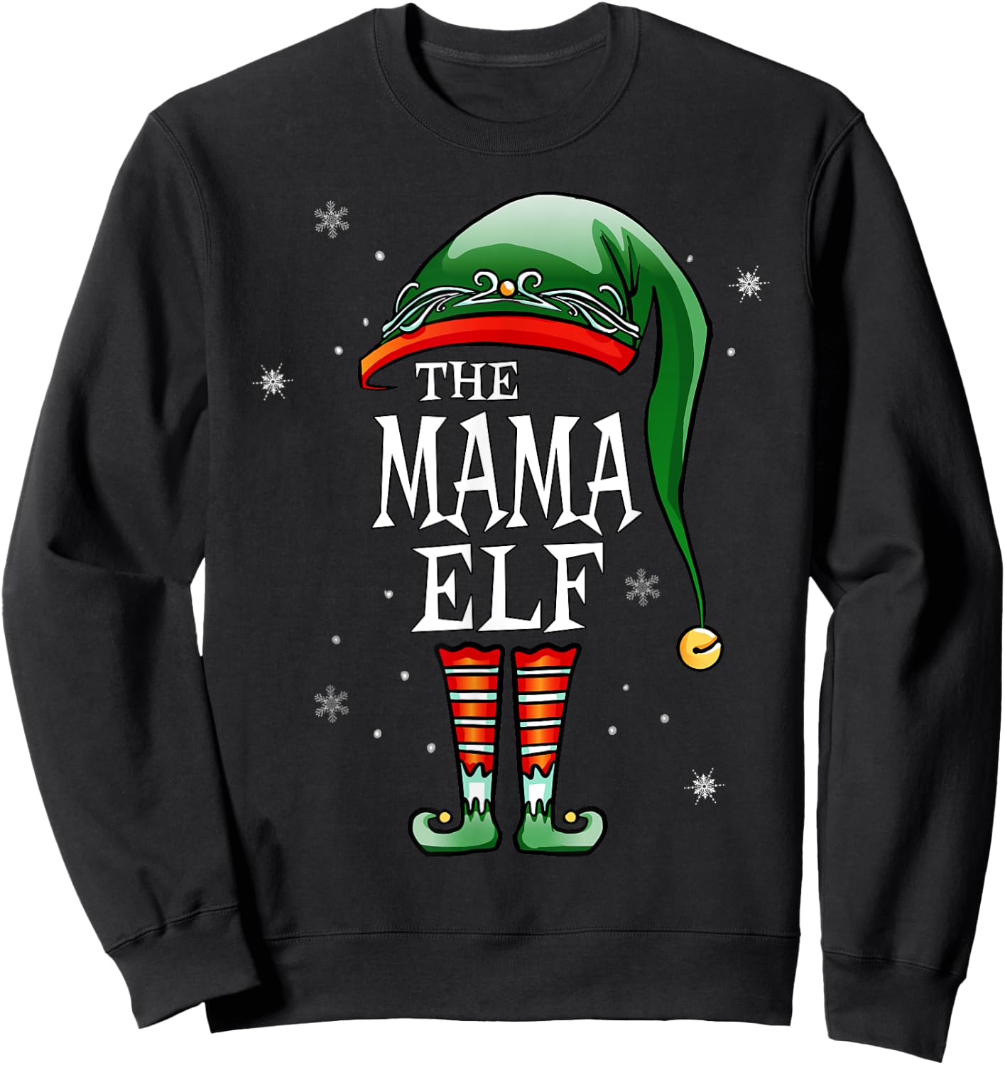 Matching Family Funny The Mama Elf Christmas Sweatshirt - Sweatshirt | Black