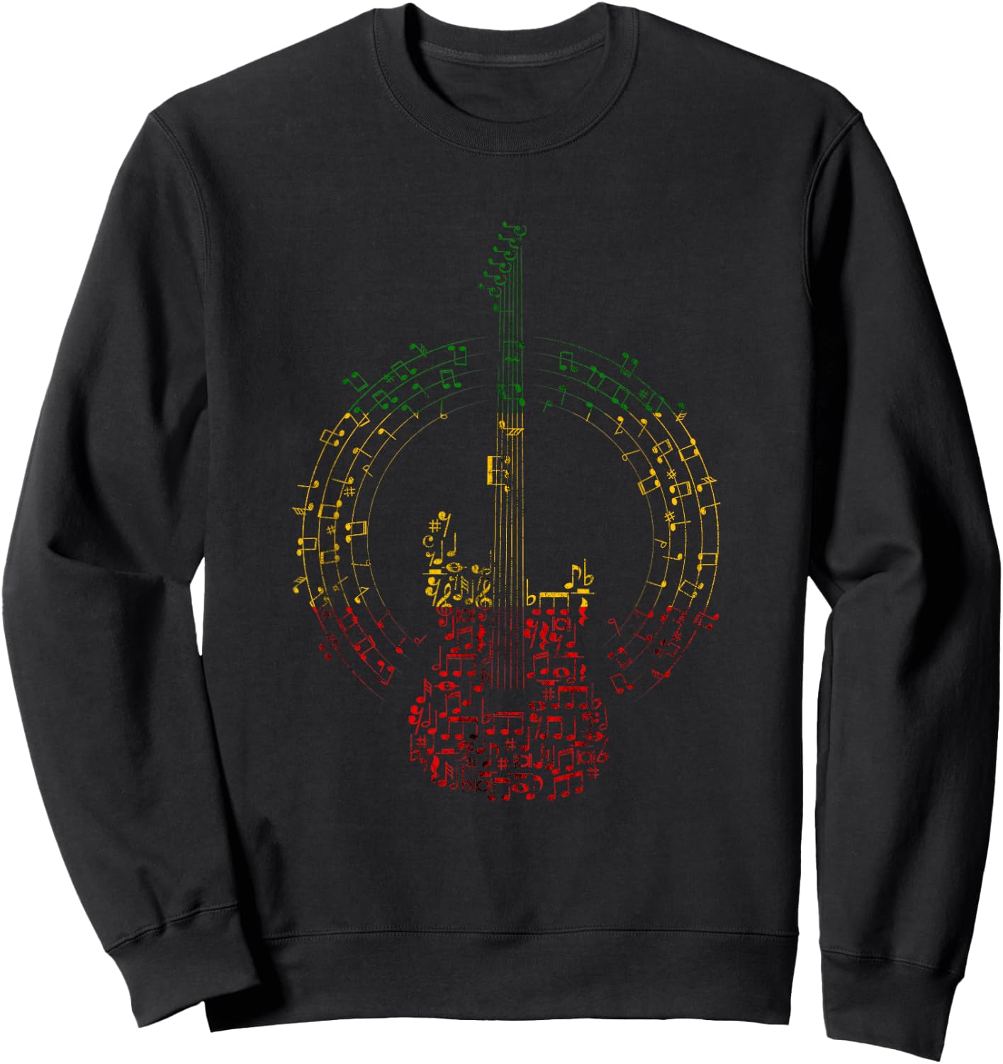 Reggaeton Guitar Rastafarian Music Note Rasta Reggae Sweatshirt - Sweatshirt | Black