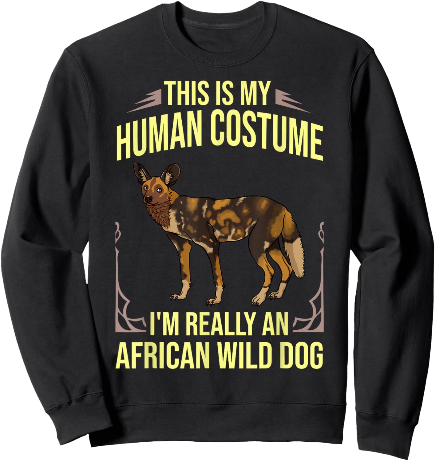 African Wild Dog Gift African Painted Dog Pup Sweatshirt - Sweatshirt | Black