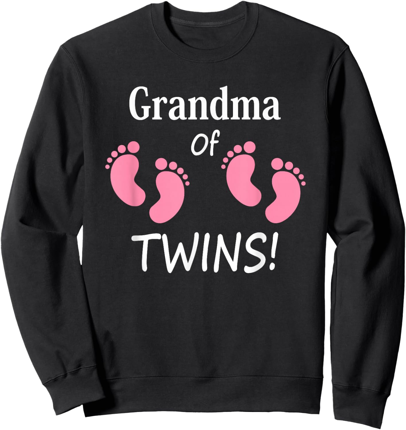 Grandma of Twin Girls Footprint Design Grandmother Sweatshirt - Sweatshirt | Black