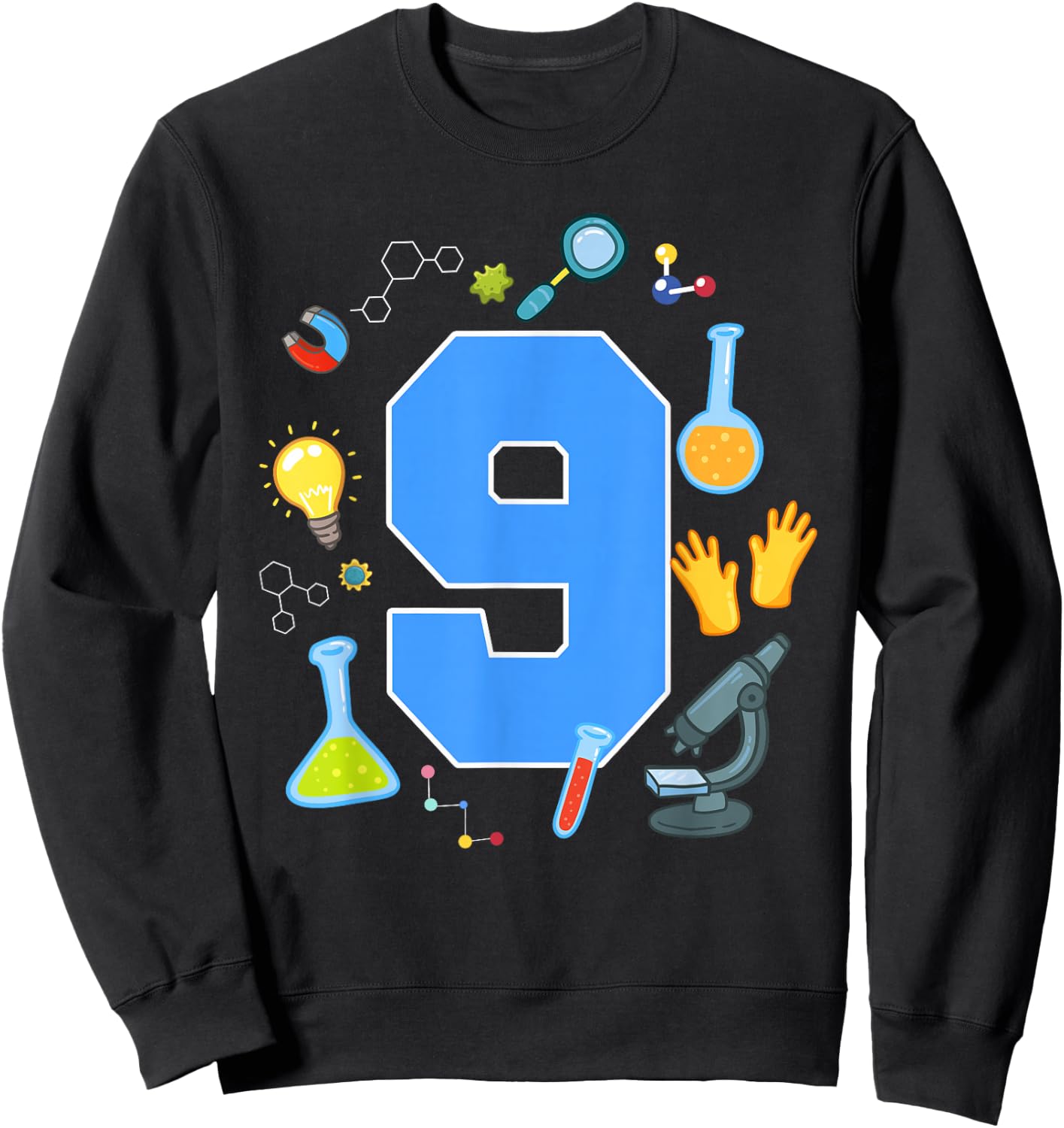9th Birthday Science Theme 9 Year Old Future Scientist Sweatshirt - Sweatshirt | Black