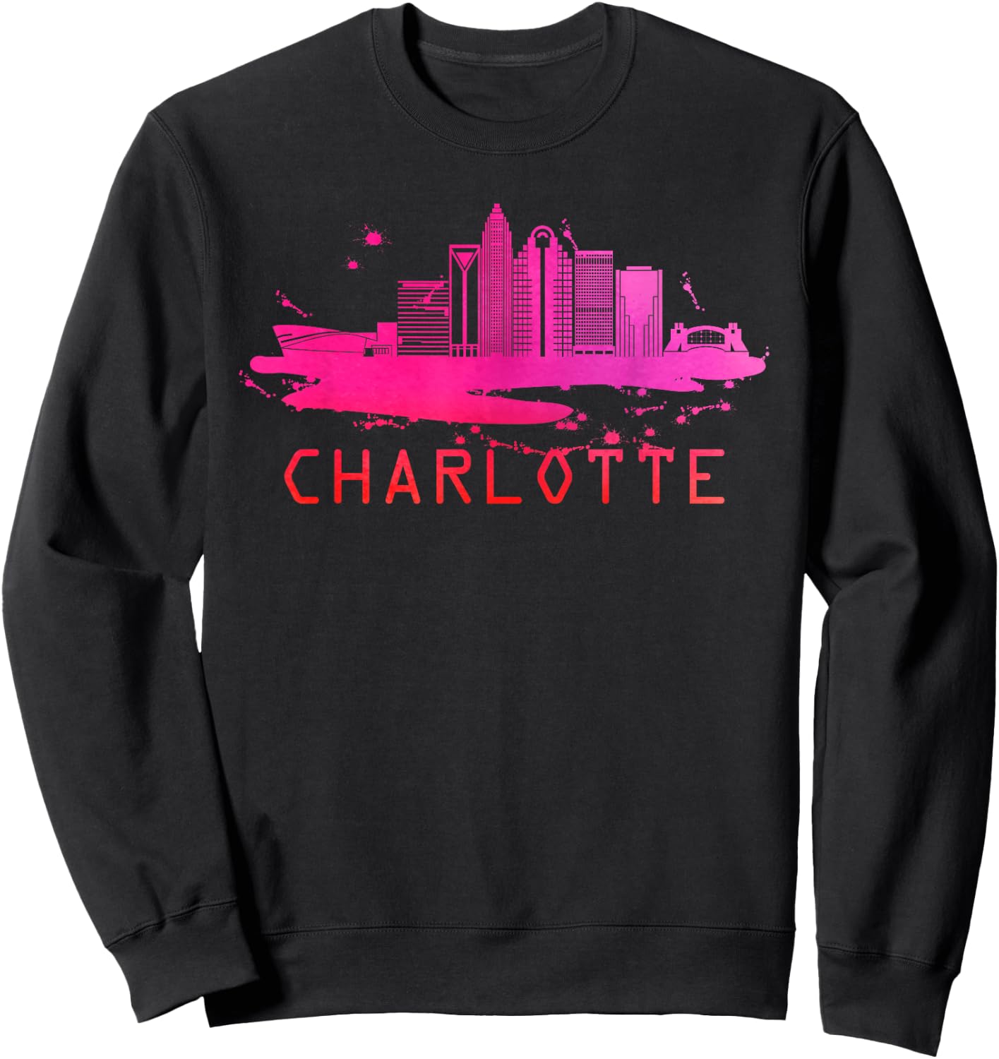 Modern Charlotte Cityscape Souvenir - Charlotte Skyline Sweatshirt - Sweatshirt | Black