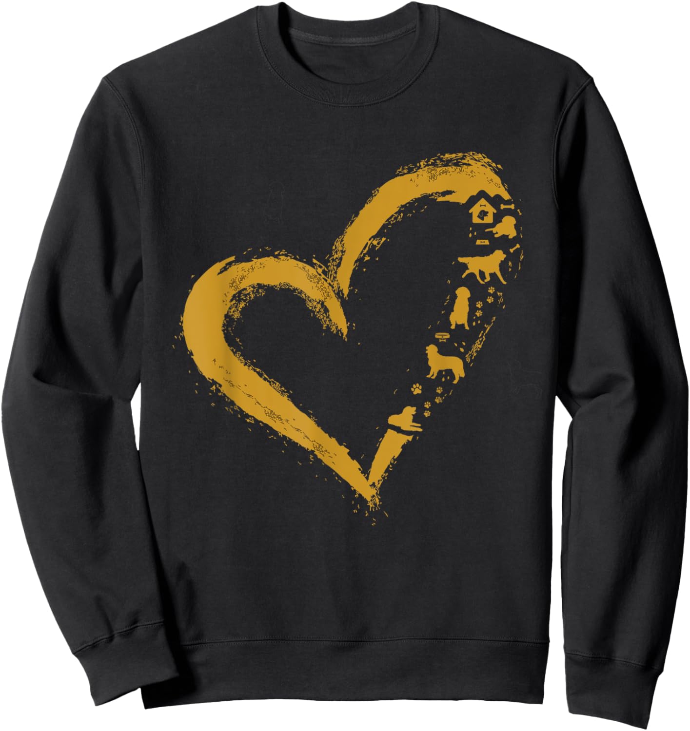 Golden Retriever Gold Dog Heart Shape Golden Dog Lover Gift Women Girls Kids Sweatshirt - Sweatshirt | Black