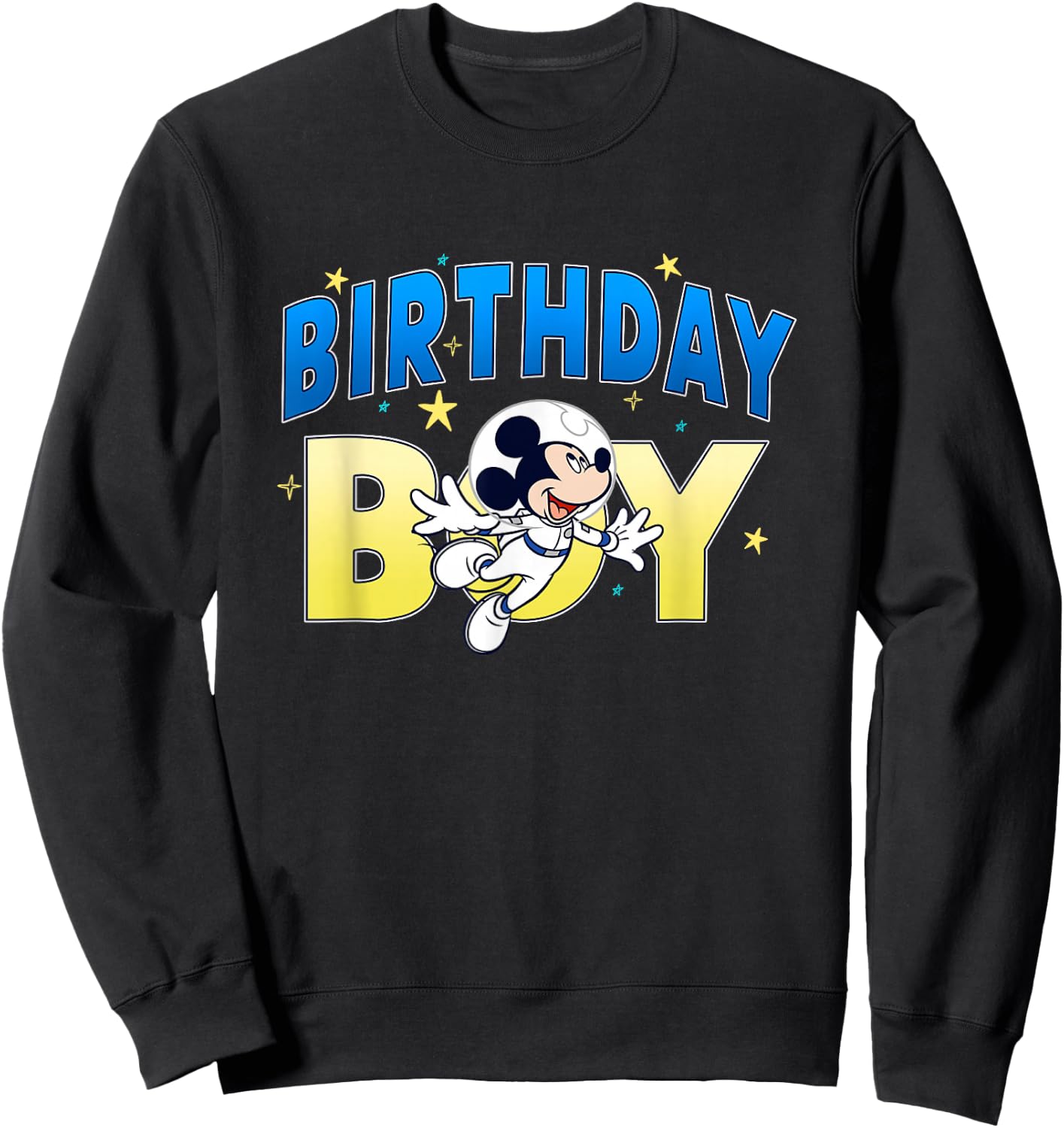 Disney Mickey And Friends Birthday Boy Vintage Astronaut Sweatshirt - Sweatshirt | Black